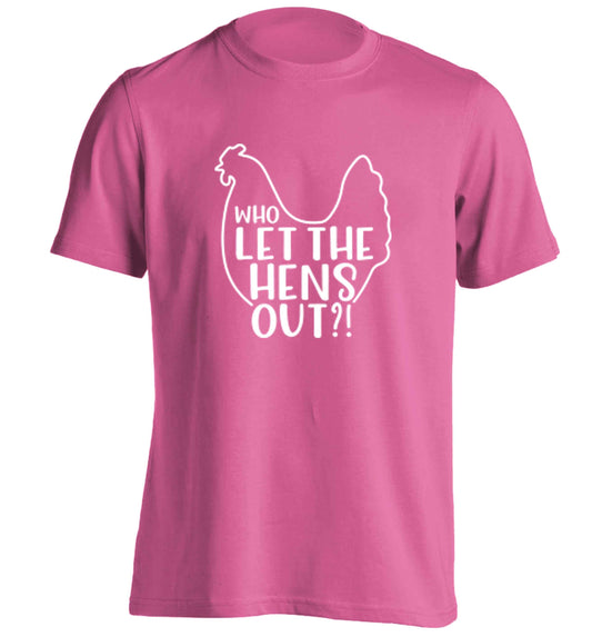 Who let the hens out adults unisex pink Tshirt 2XL