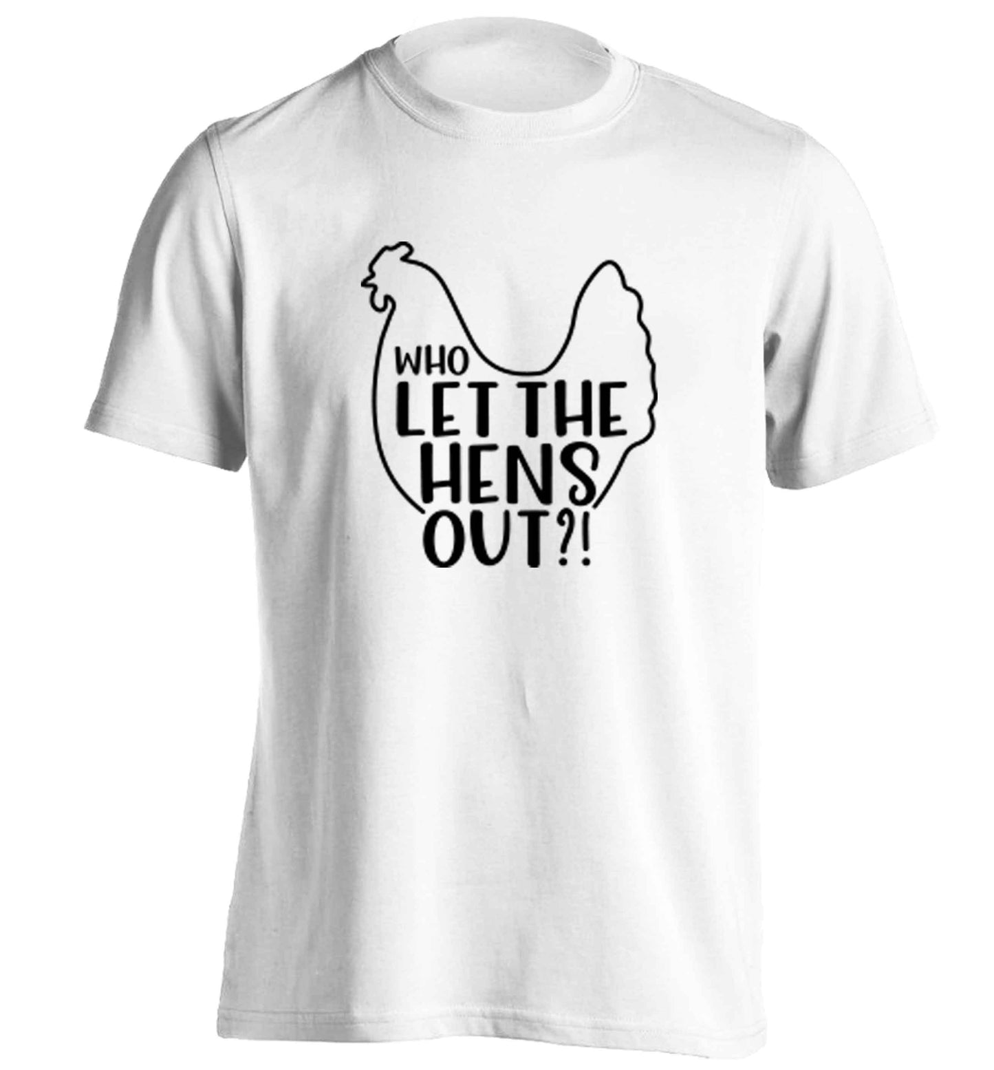 Who let the hens out adults unisex white Tshirt 2XL