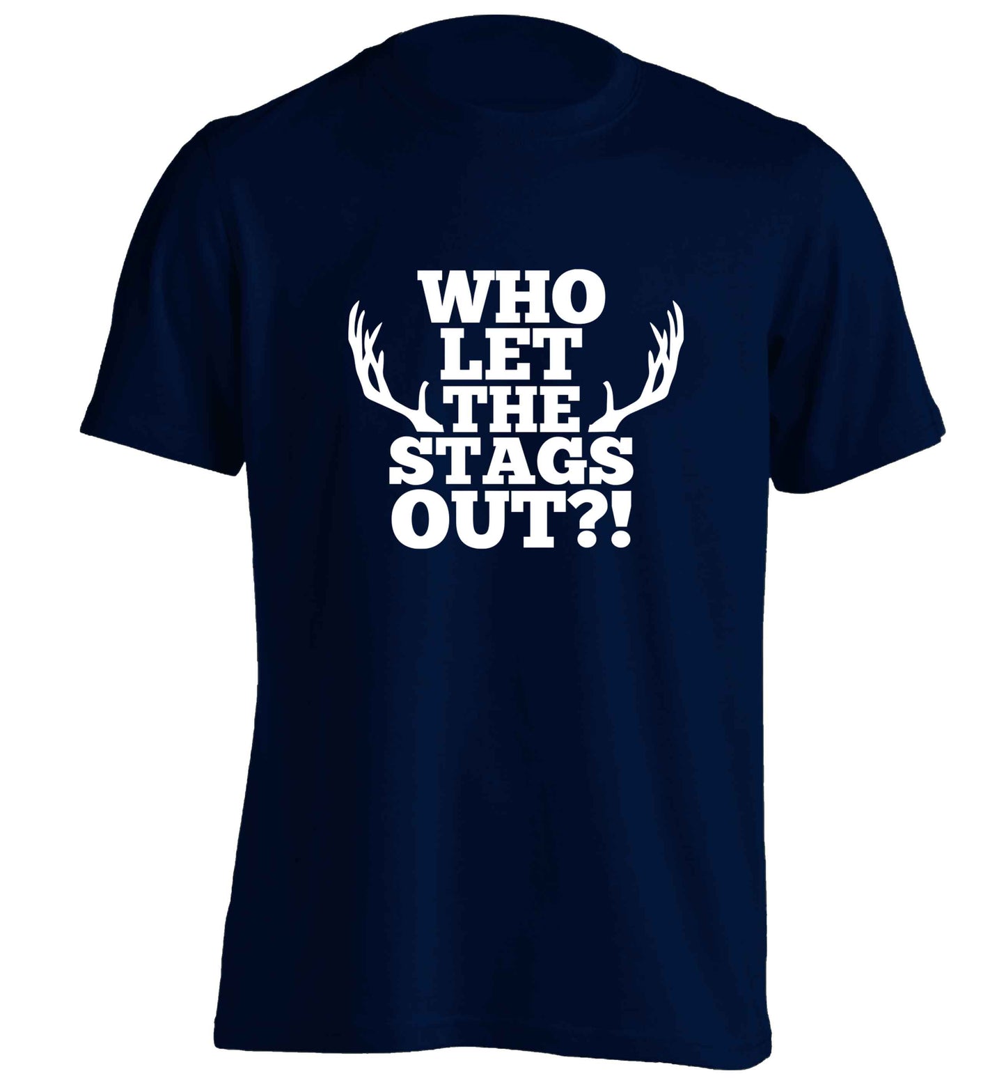 Who let the stags out adults unisex navy Tshirt 2XL