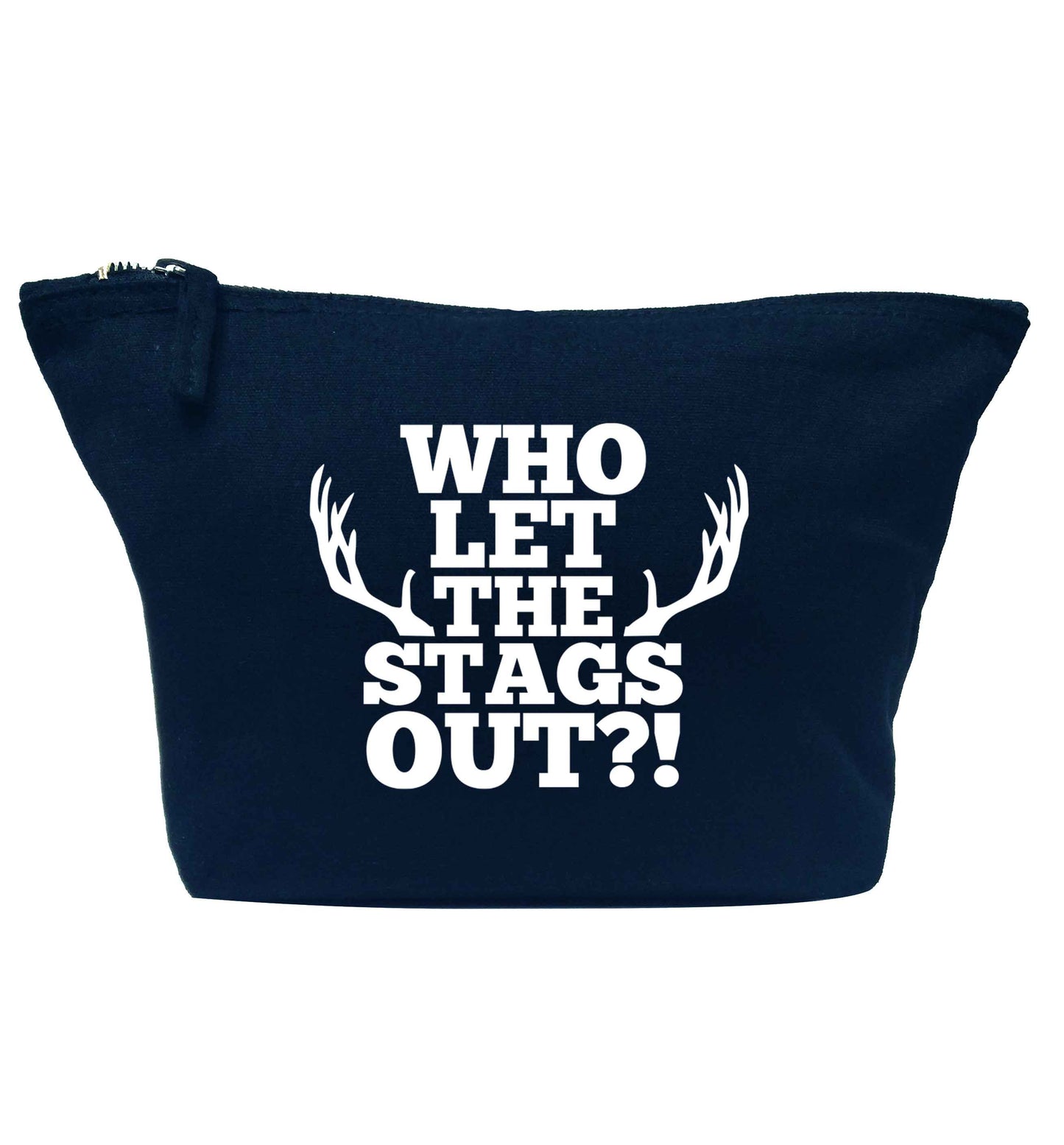 Who let the stags out navy makeup bag