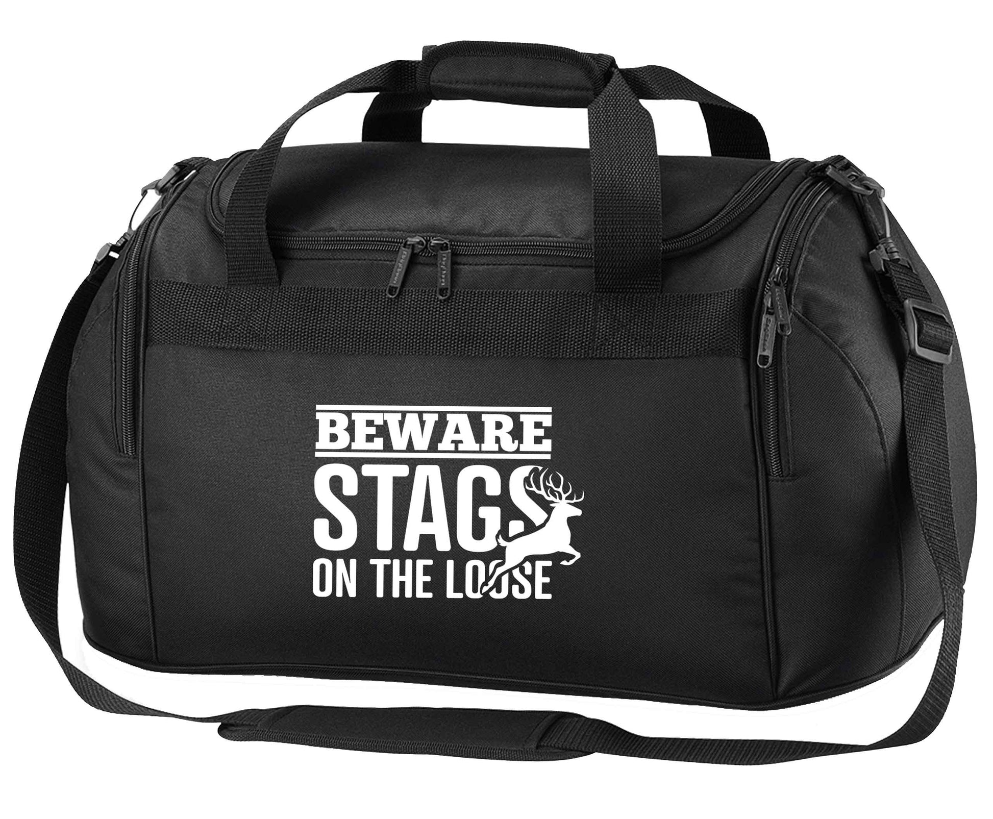 Beware stags on the loose black holdall / duffel bag