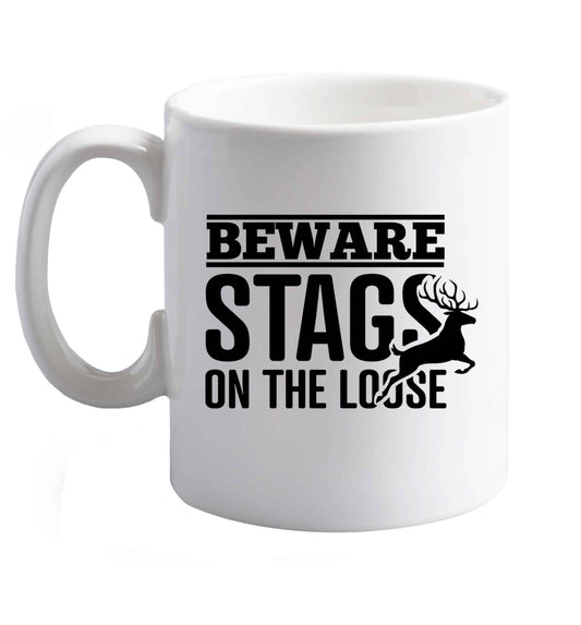 10 oz Beware stags on the loose   ceramic mug right handed