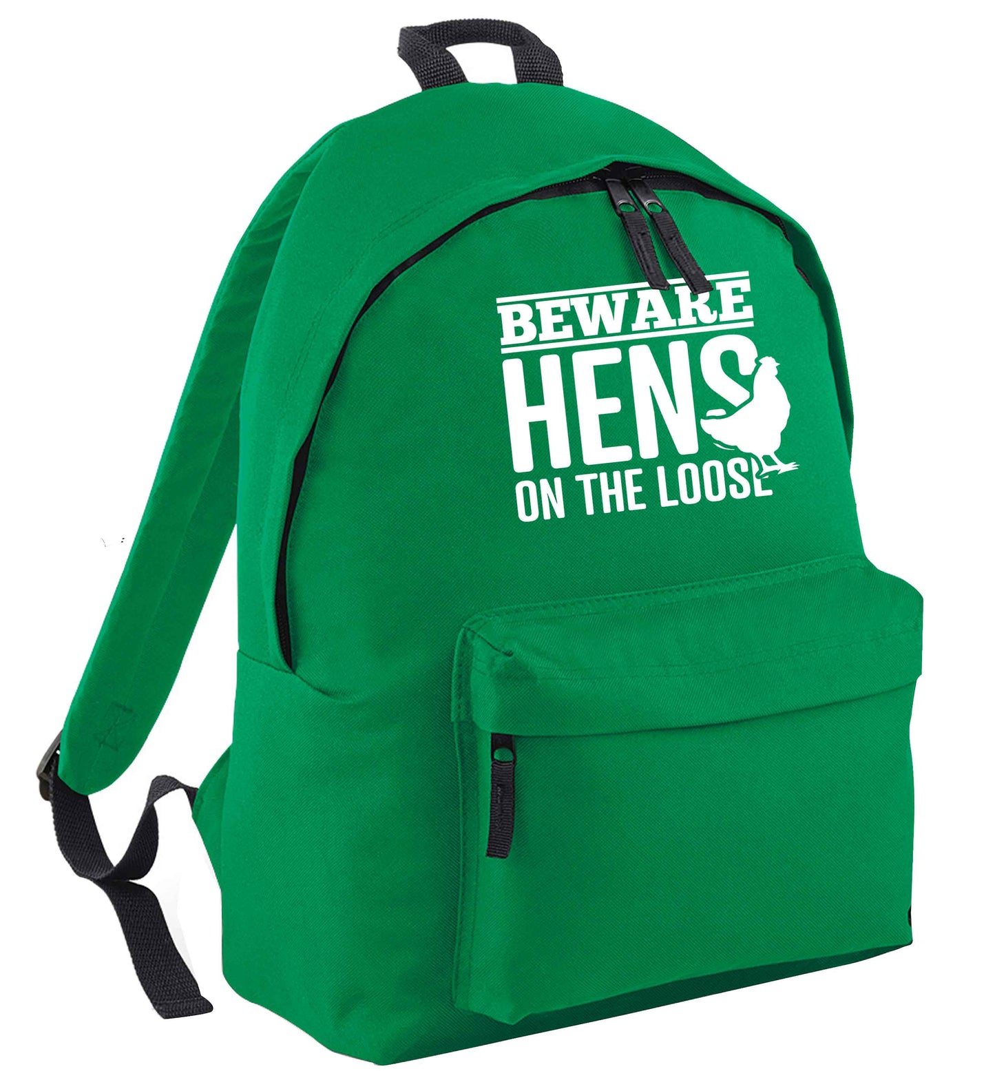 Beware hens on the loose green adults backpack