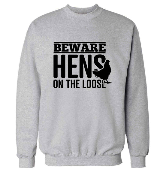 Beware hens on the loose adult's unisex grey sweater 2XL