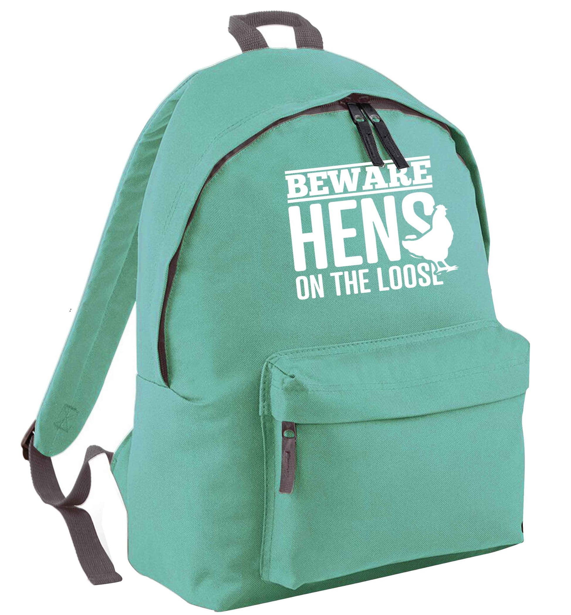 Beware hens on the loose mint adults backpack