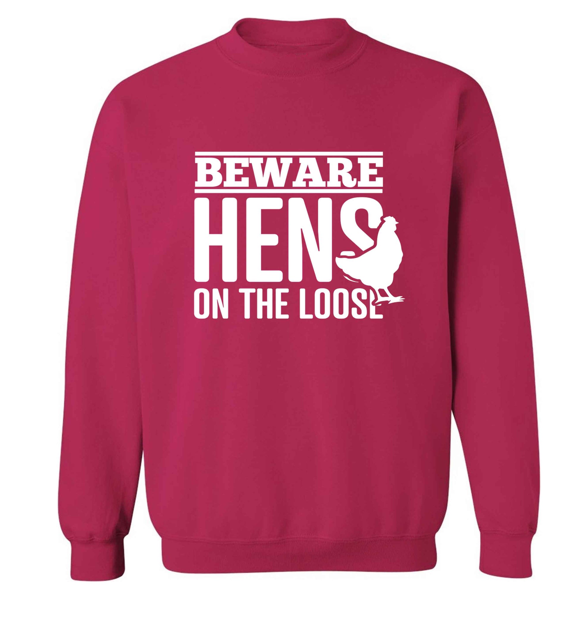 Beware hens on the loose adult's unisex pink sweater 2XL