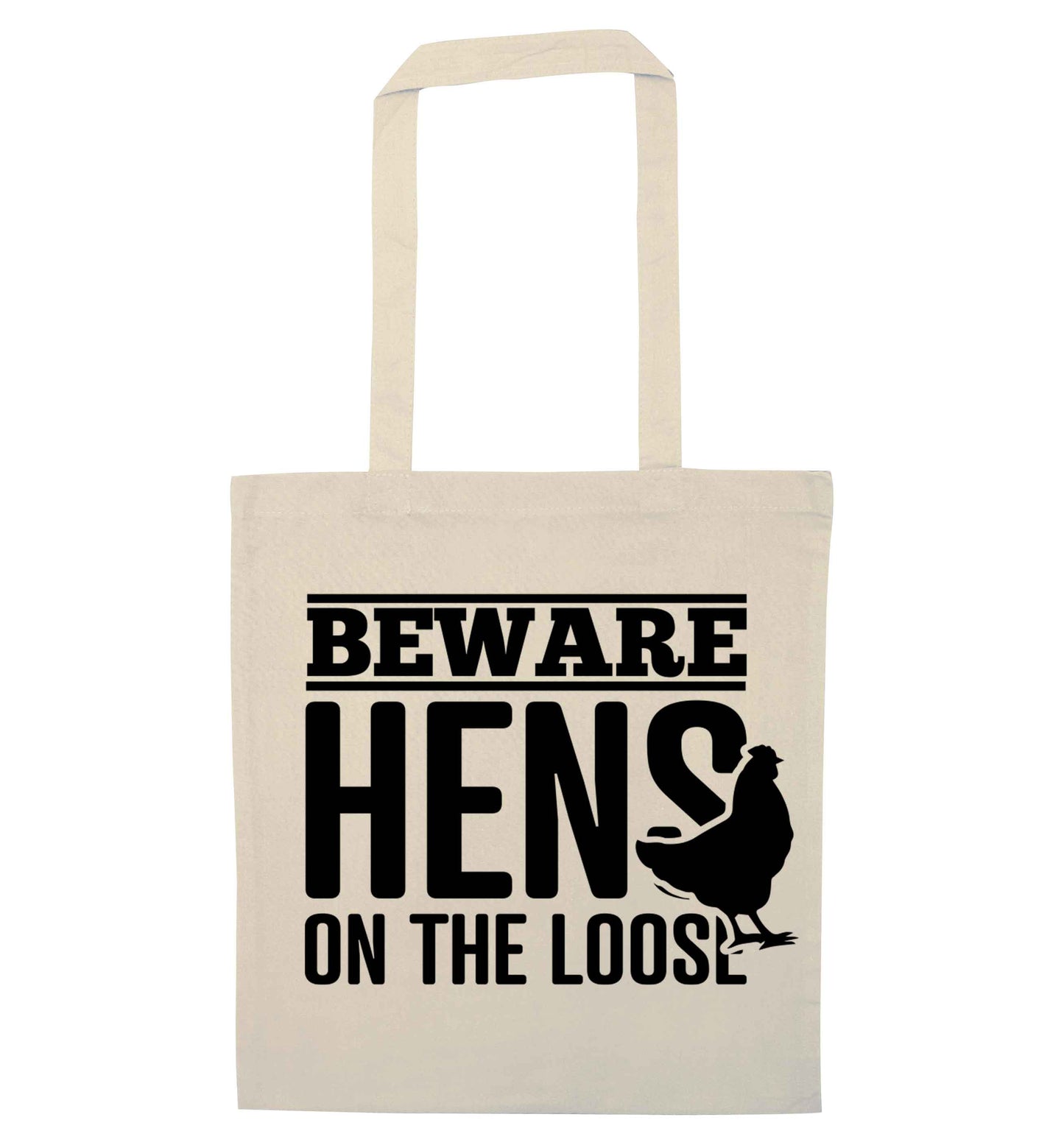 Beware hens on the loose natural tote bag