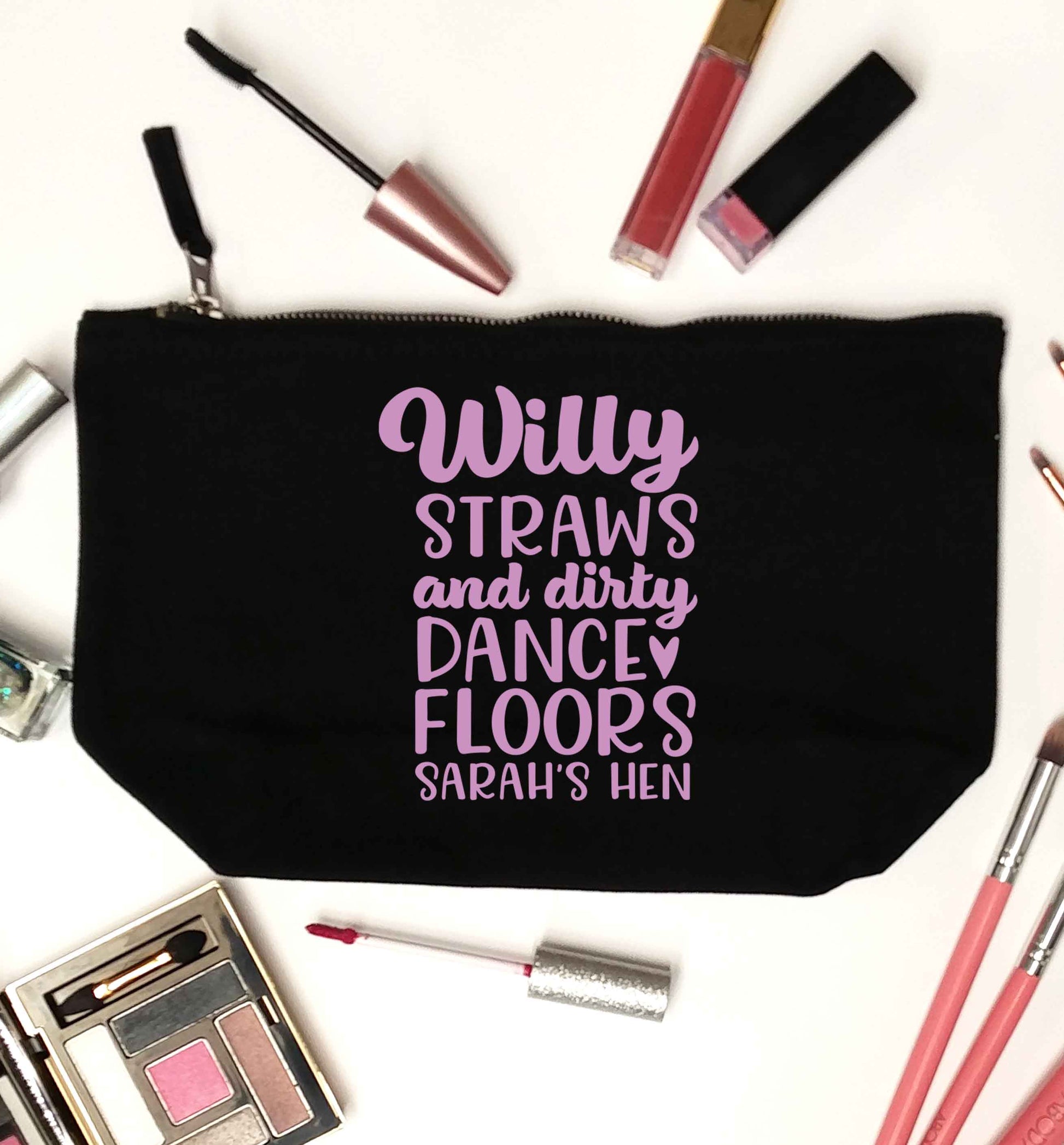 Willy straws and dirty dance floors black makeup bag