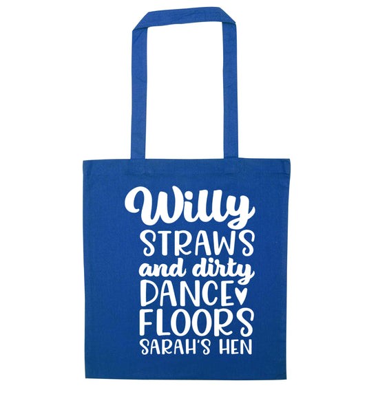 Willy straws and dirty dance floors blue tote bag