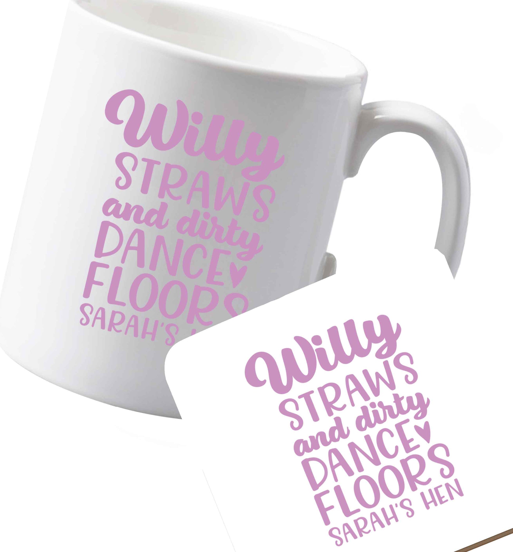 10 oz Ceramic mug and coaster Willy straws and dirty dance floors   both sides
