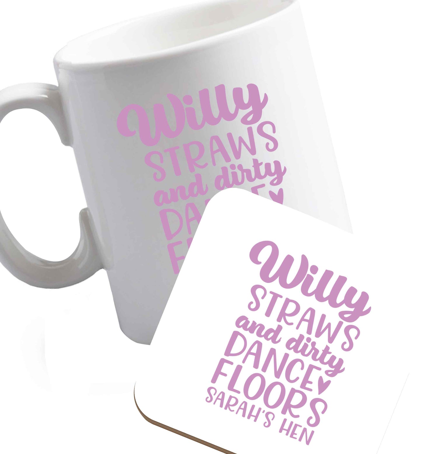 10 oz Willy straws and dirty dance floors   ceramic mug and coaster set right handed