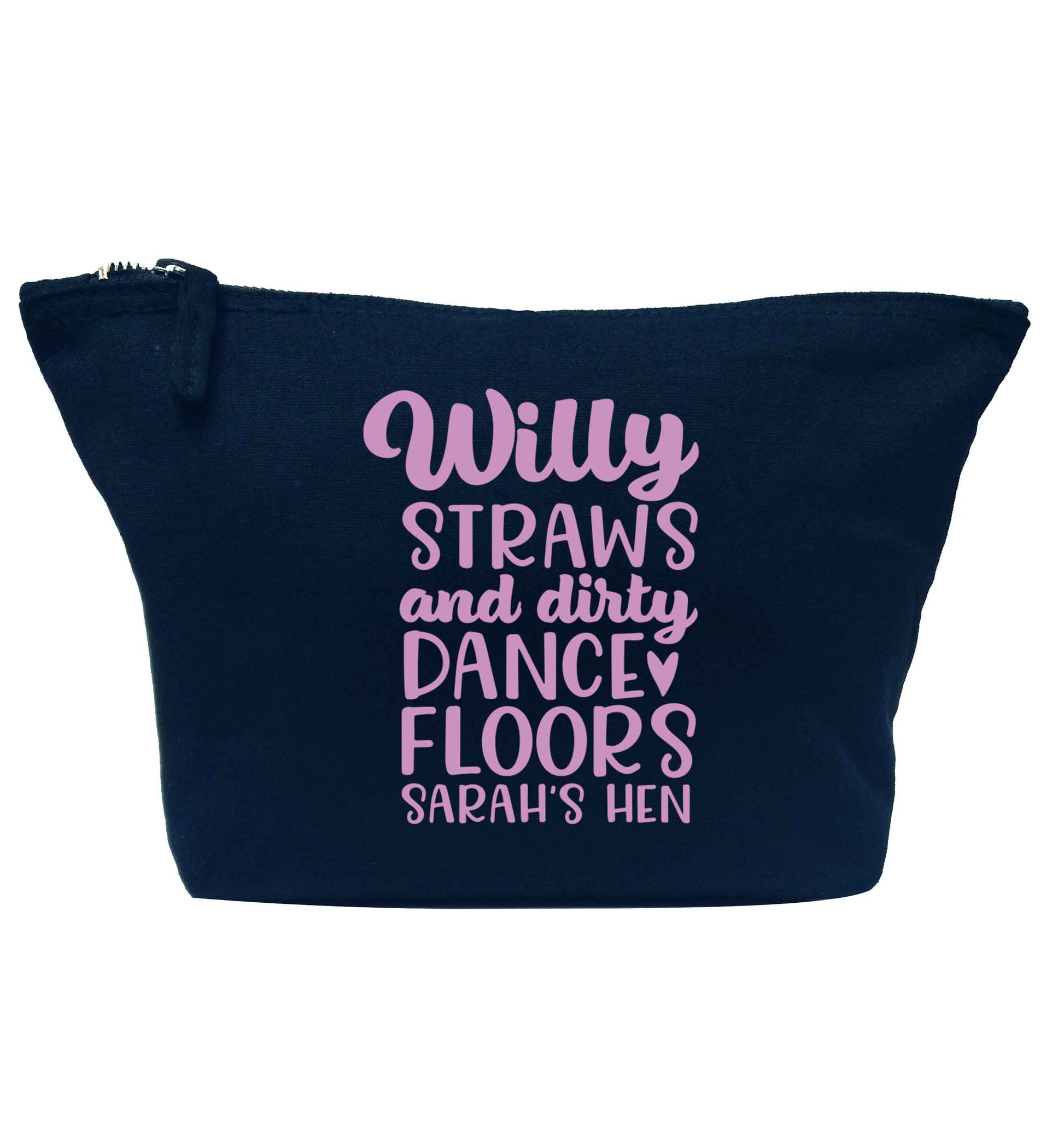 Willy straws and dirty dance floors navy makeup bag