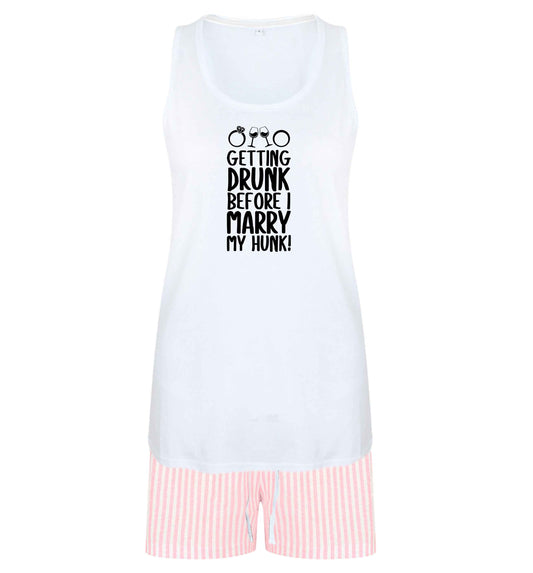 Getting drunk before I marry my hunk size XL women's pyjama shorts set in pink 