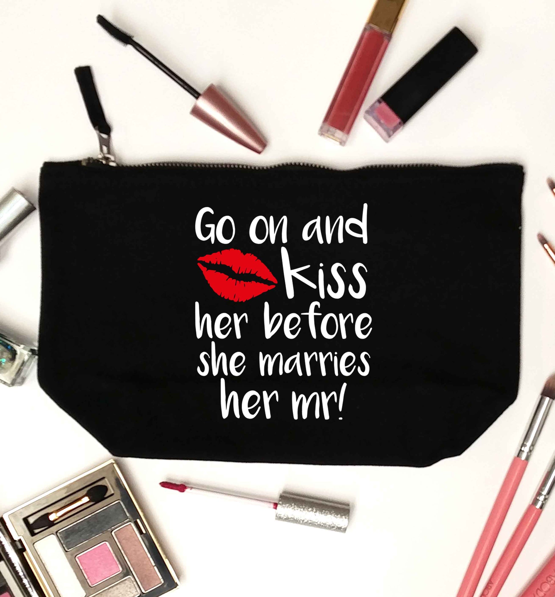 Kiss her before she marries her mr! black makeup bag