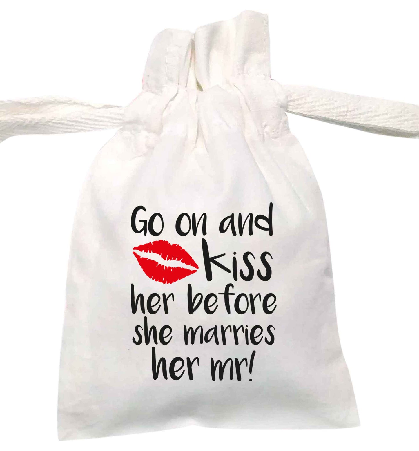 Kiss her before she marries her mr! | XS - L | Pouch / Drawstring bag / Sack | Organic Cotton | Bulk discounts available!