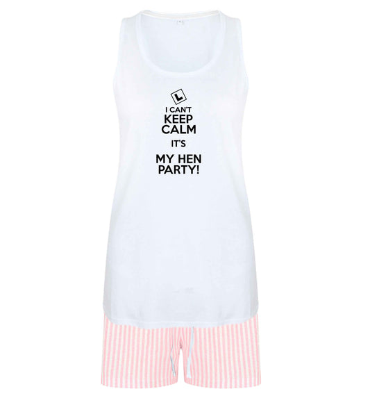 I can't keep calm it's my hen party size XL women's pyjama shorts set in pink 