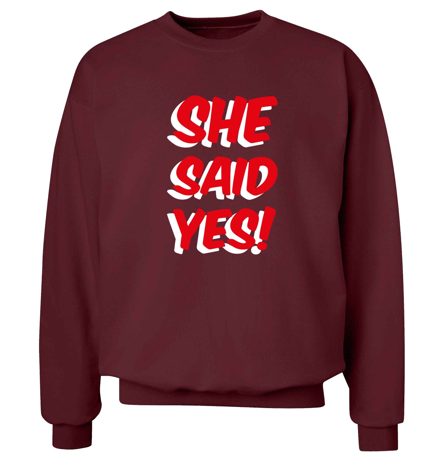 She said yes adult's unisex maroon sweater 2XL