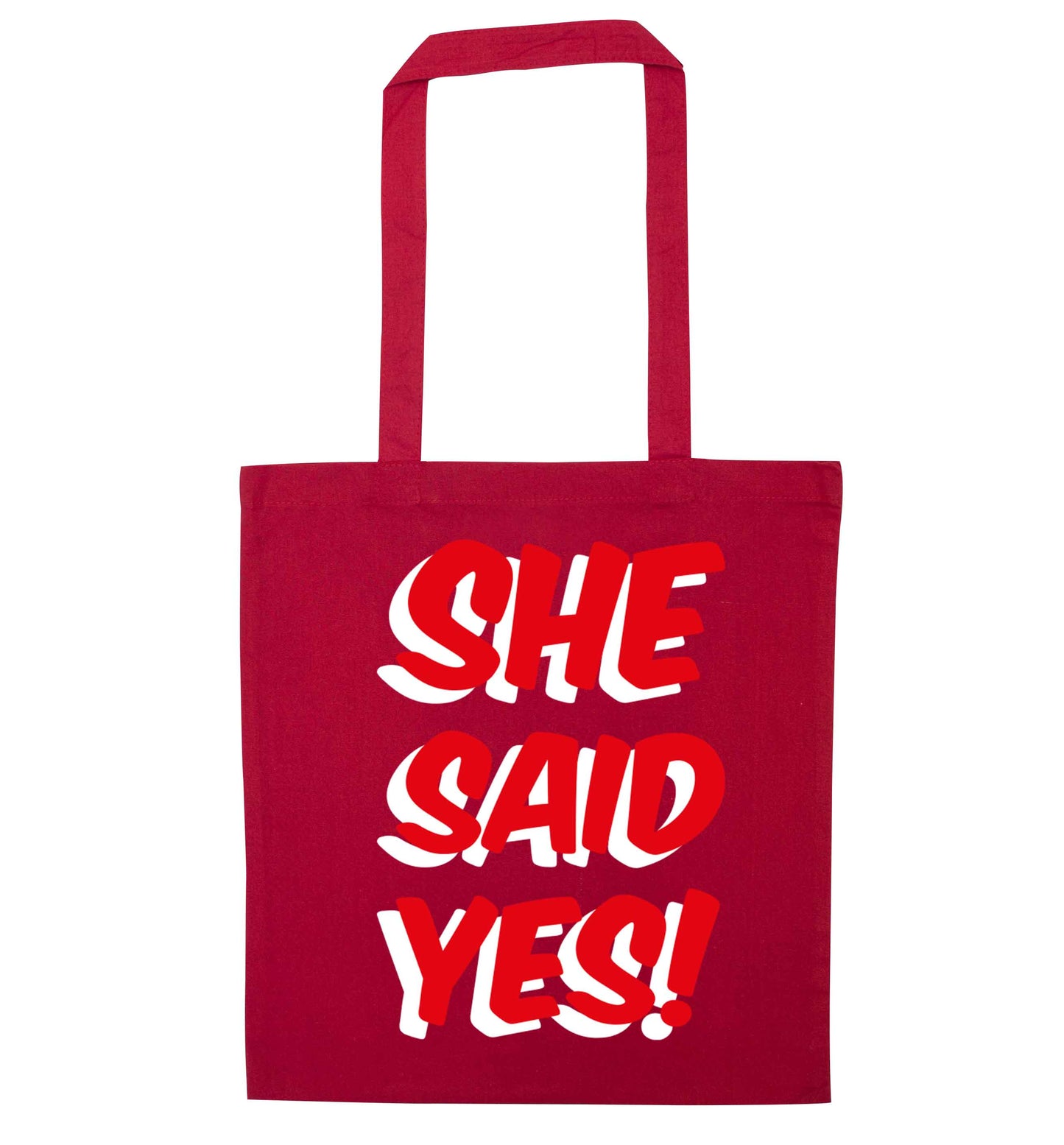 She said yes red tote bag