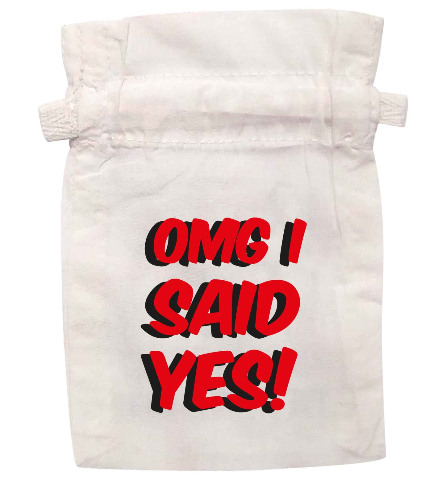 Omg I said yes | XS - L | Pouch / Drawstring bag / Sack | Organic Cotton | Bulk discounts available!