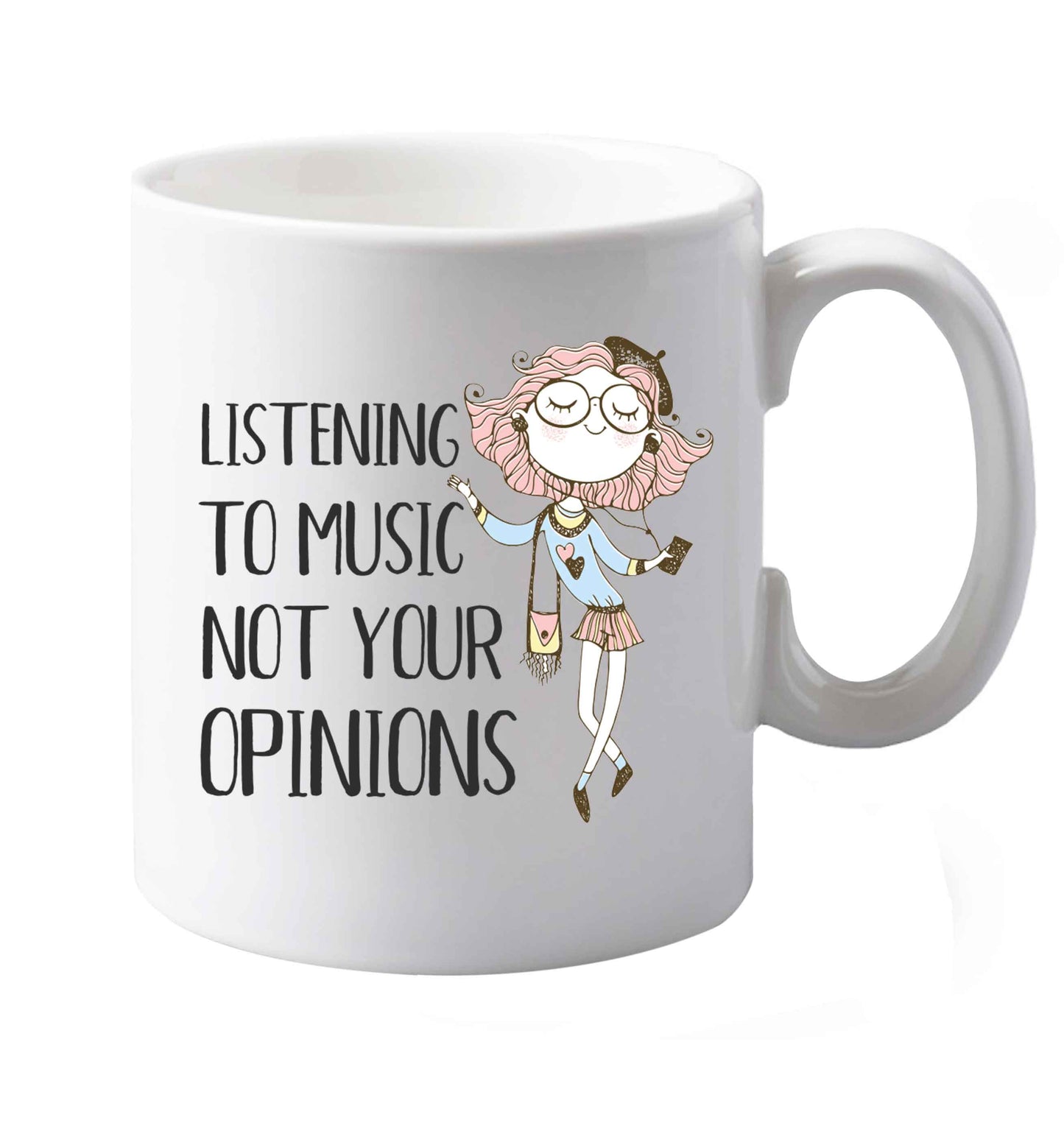 10 oz Listening to music not your opinions illustration   ceramic mug both sides