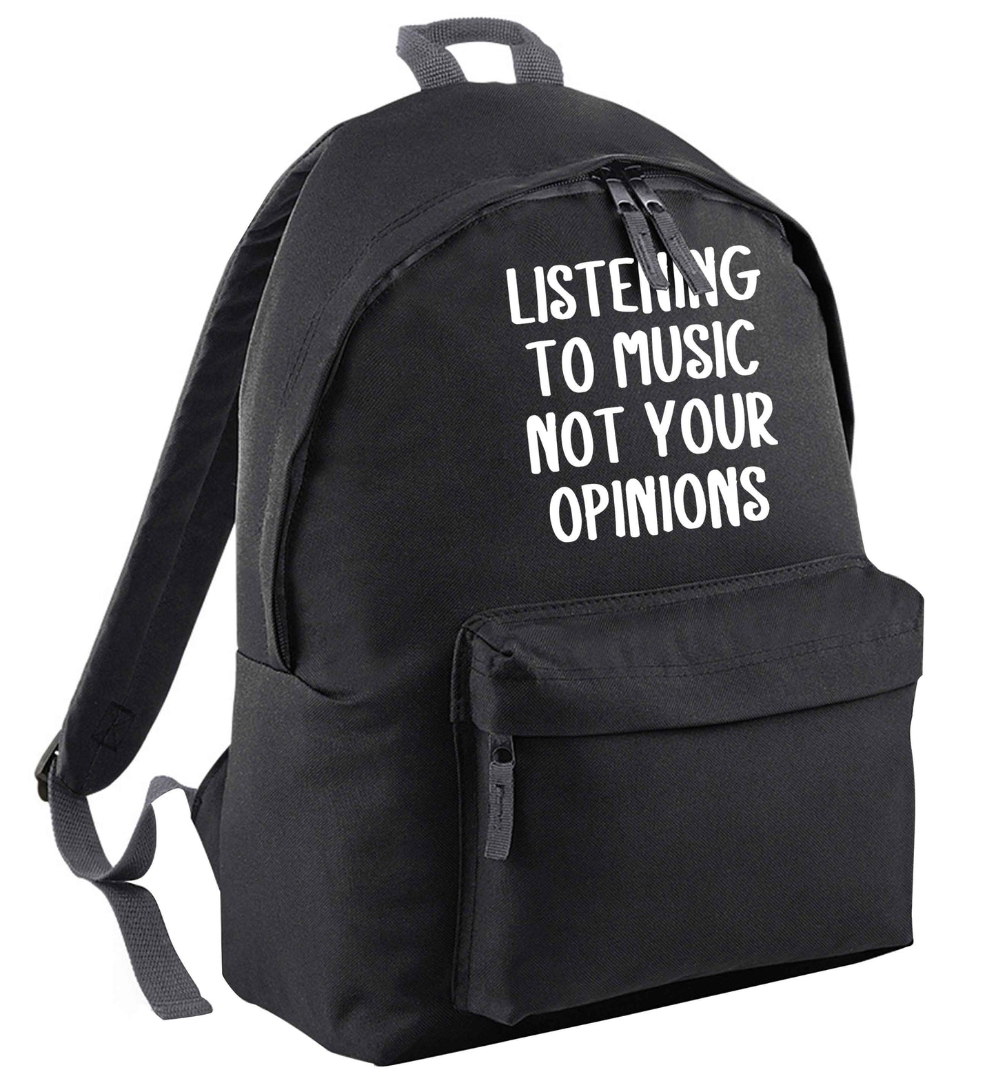 Listening to music not your opinions black adults backpack