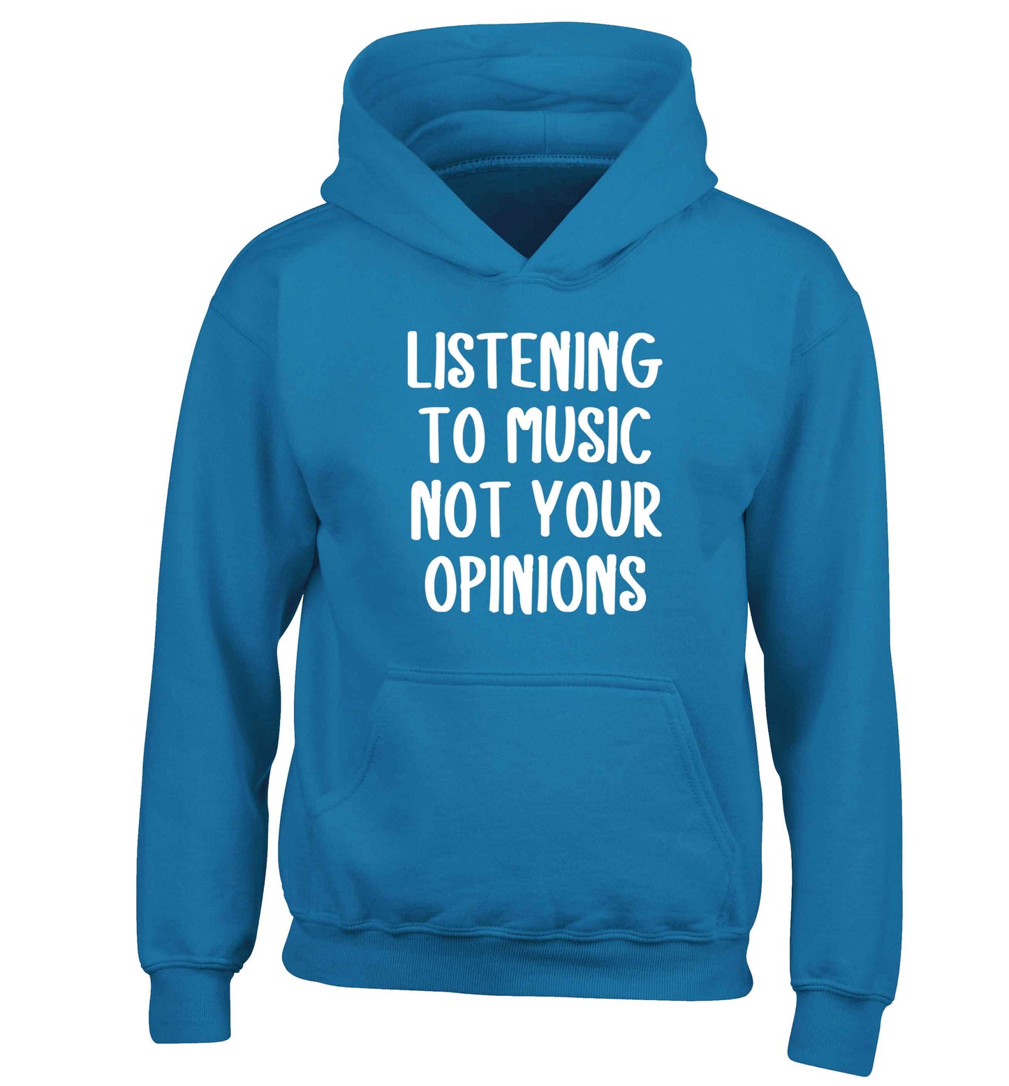 Listening to music not your opinions children's blue hoodie 12-13 Years