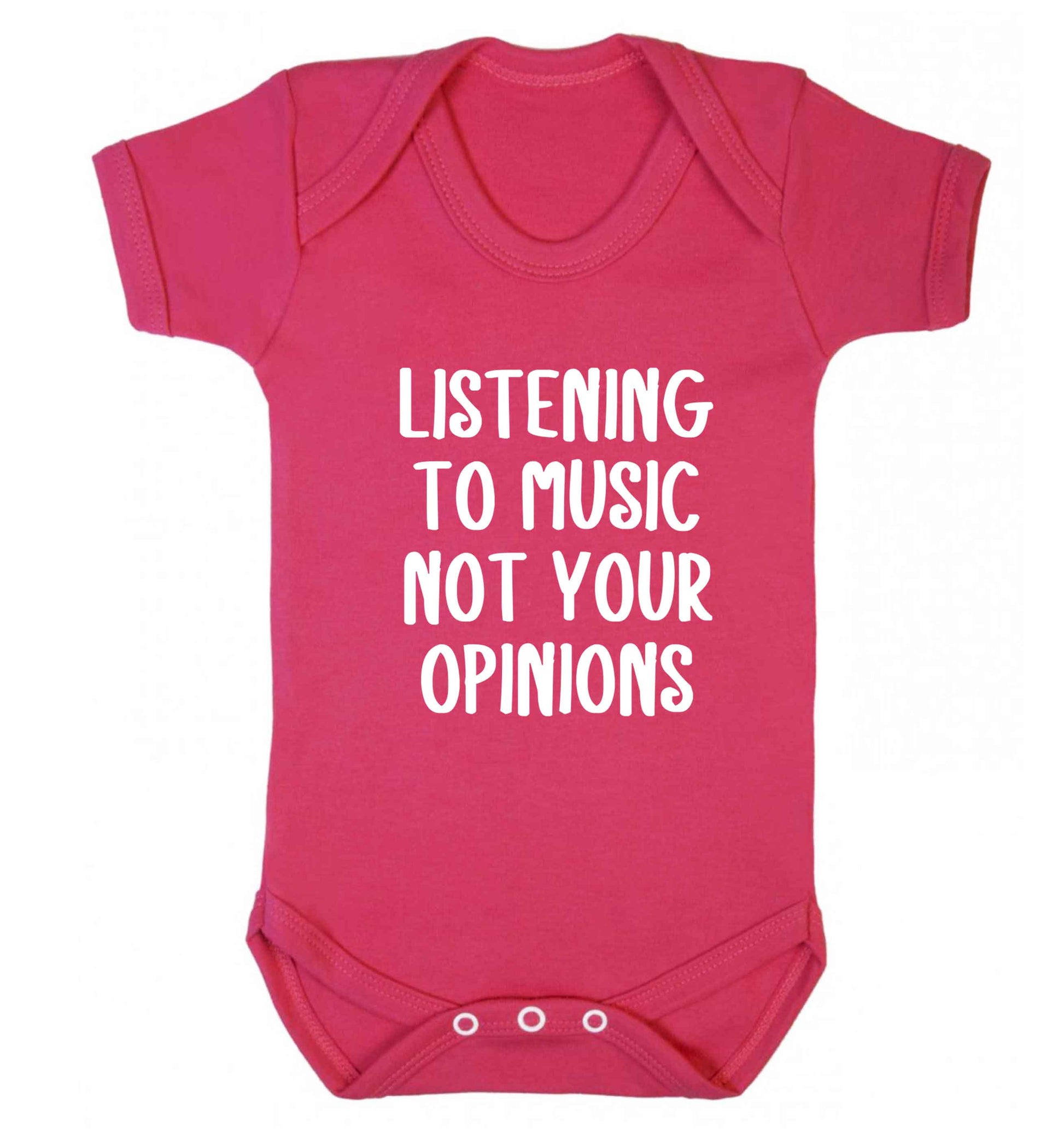 Listening to music not your opinions baby vest dark pink 18-24 months