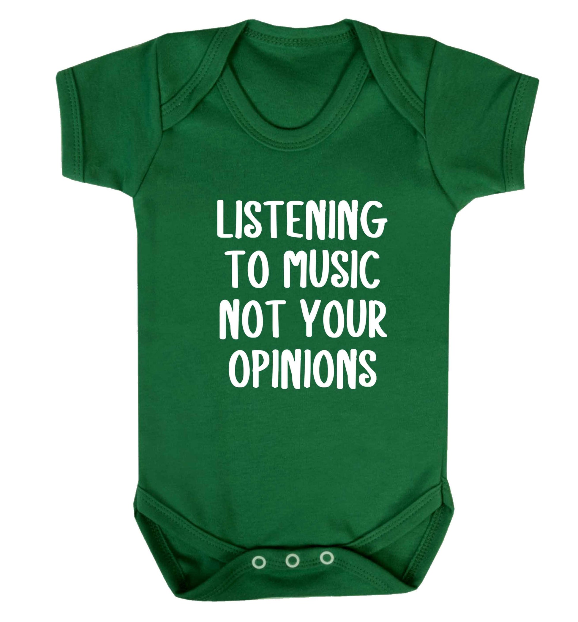 Listening to music not your opinions baby vest green 18-24 months