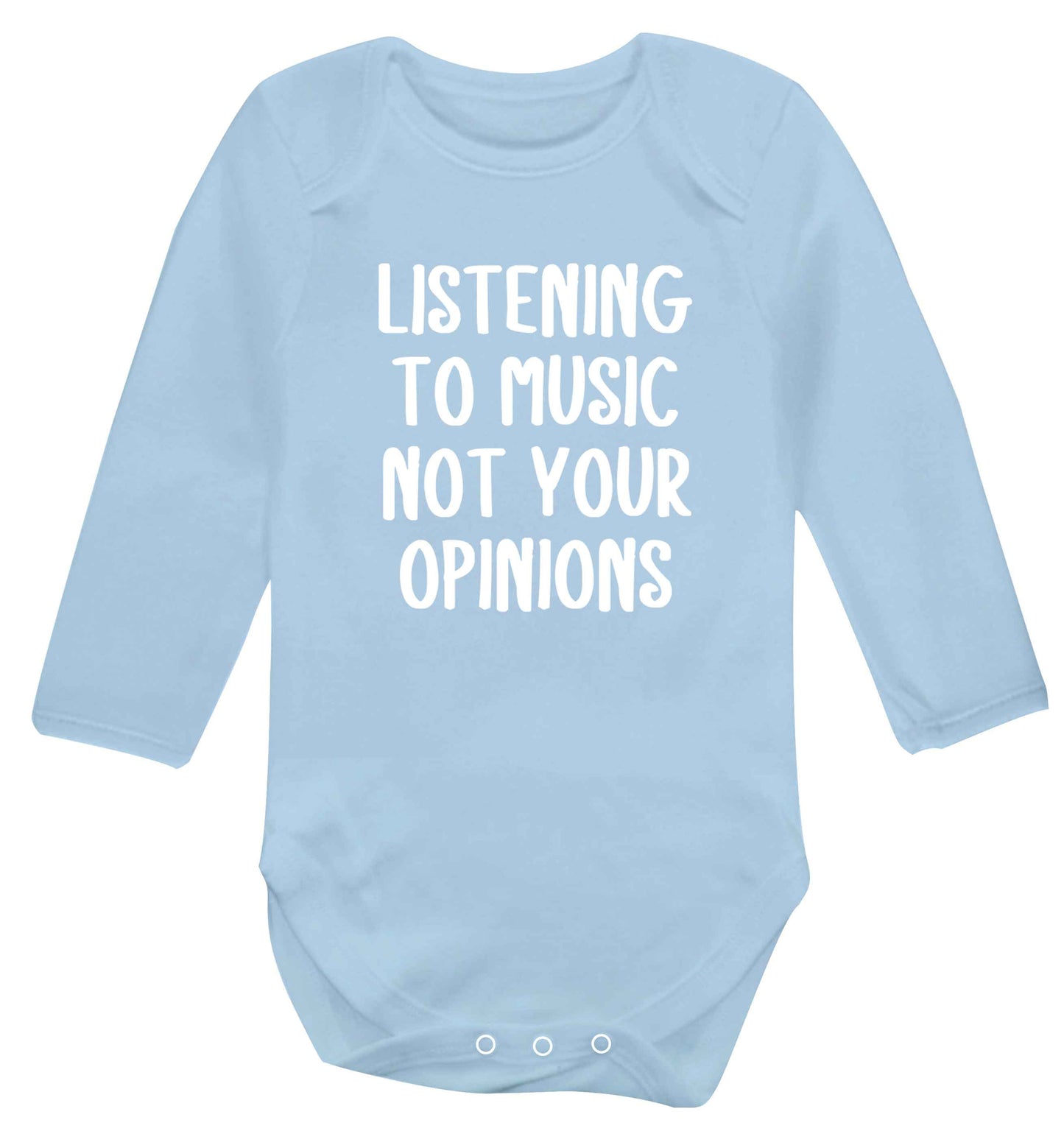 Listening to music not your opinions baby vest long sleeved pale blue 6-12 months
