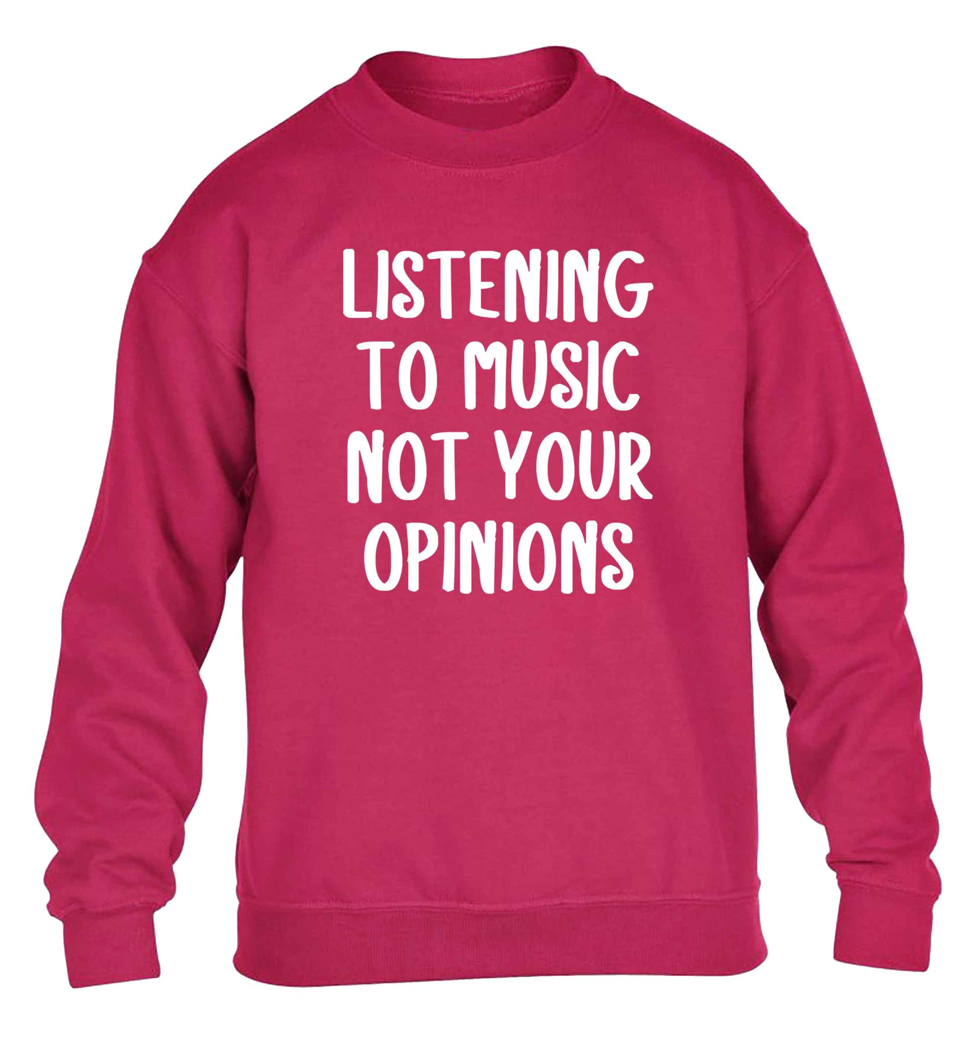 Listening to music not your opinions children's pink sweater 12-13 Years