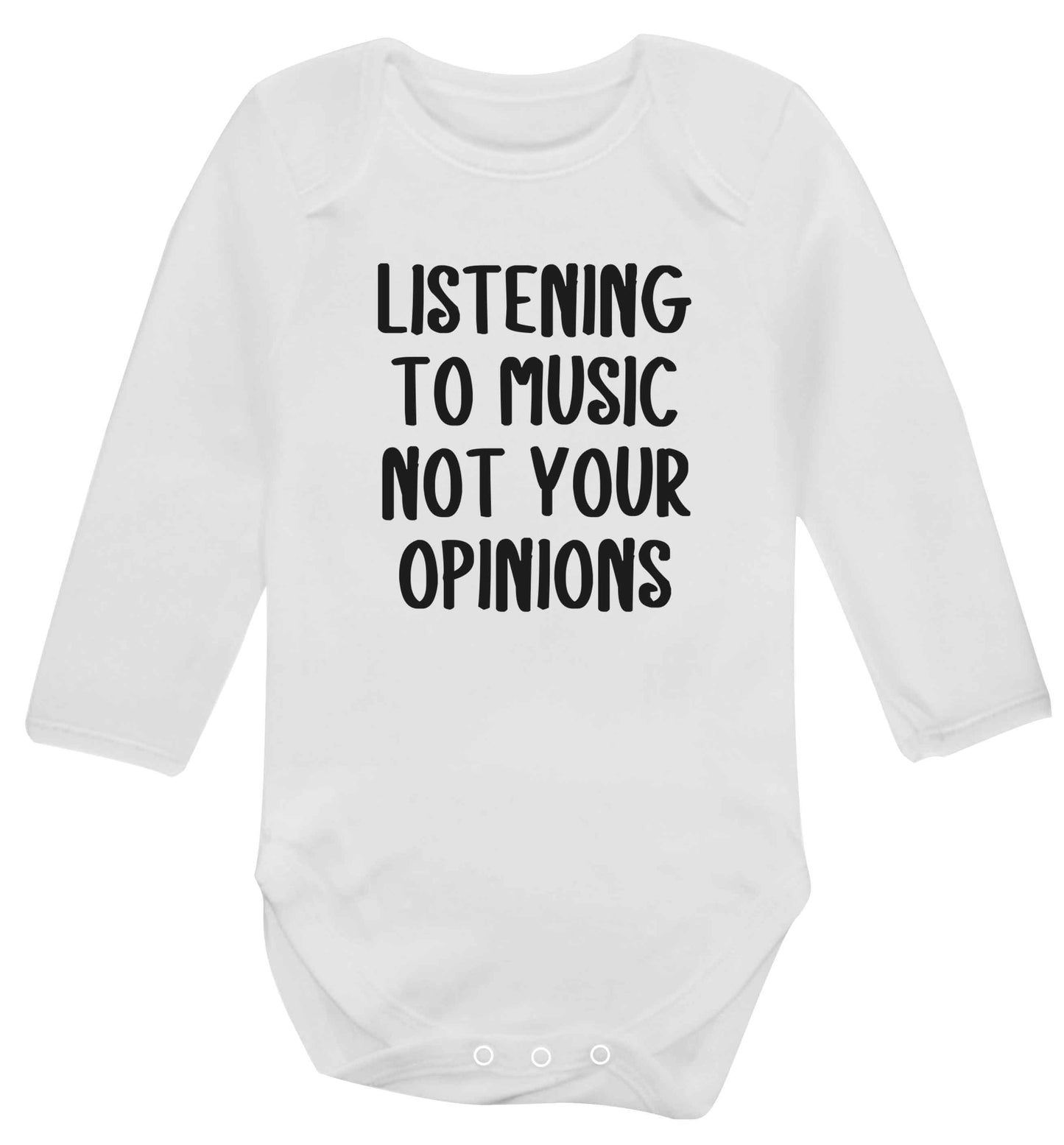 Listening to music not your opinions baby vest long sleeved white 6-12 months
