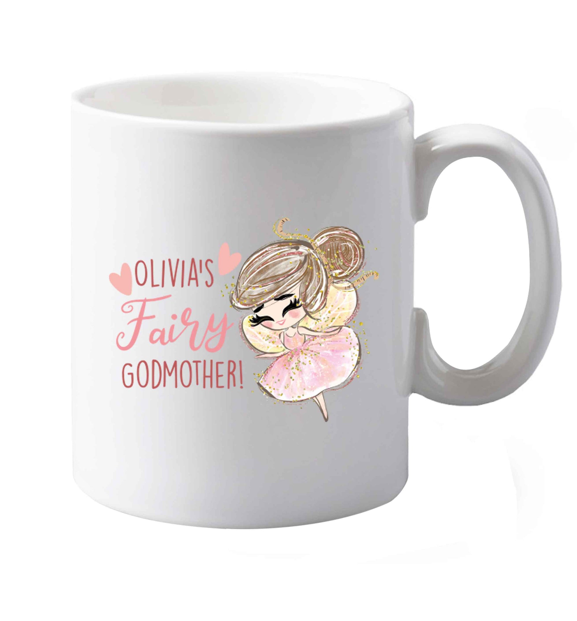 10 oz Personalised fairy Godmother - brown hair  ceramic mug both sides