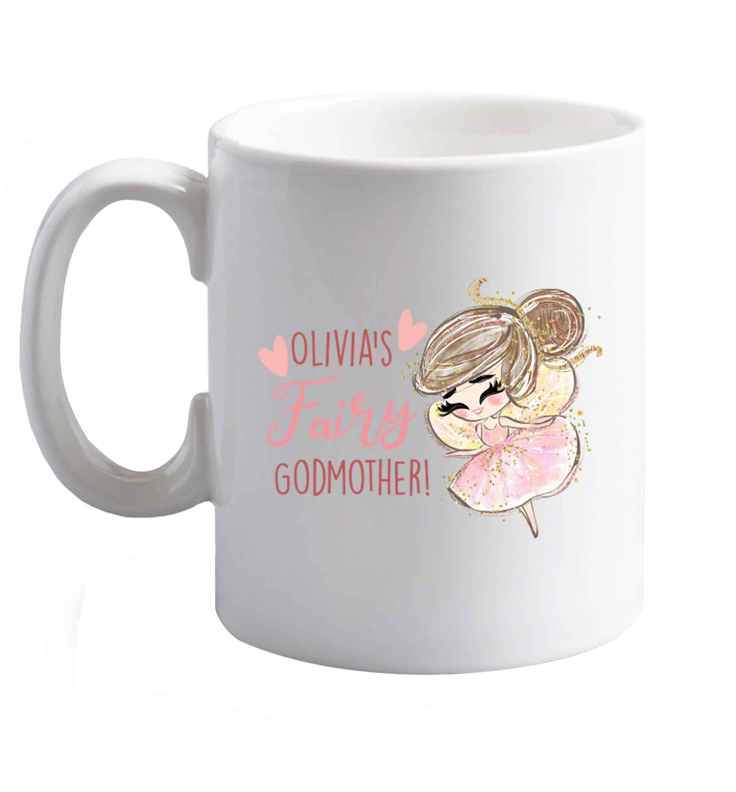 10 oz Personalised fairy Godmother - brown hair  ceramic mug right handed