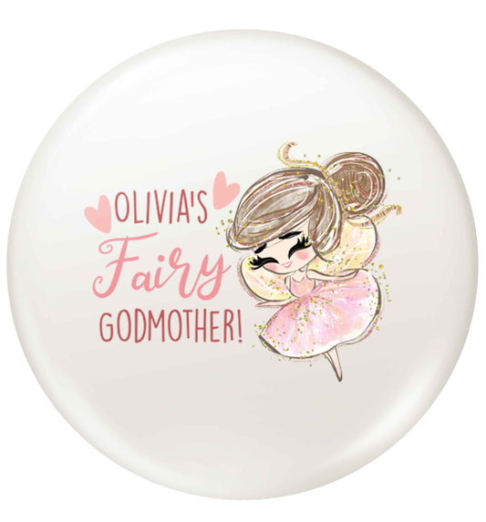 Personalised fairy Godmother - brown hair small 25mm Pin badge