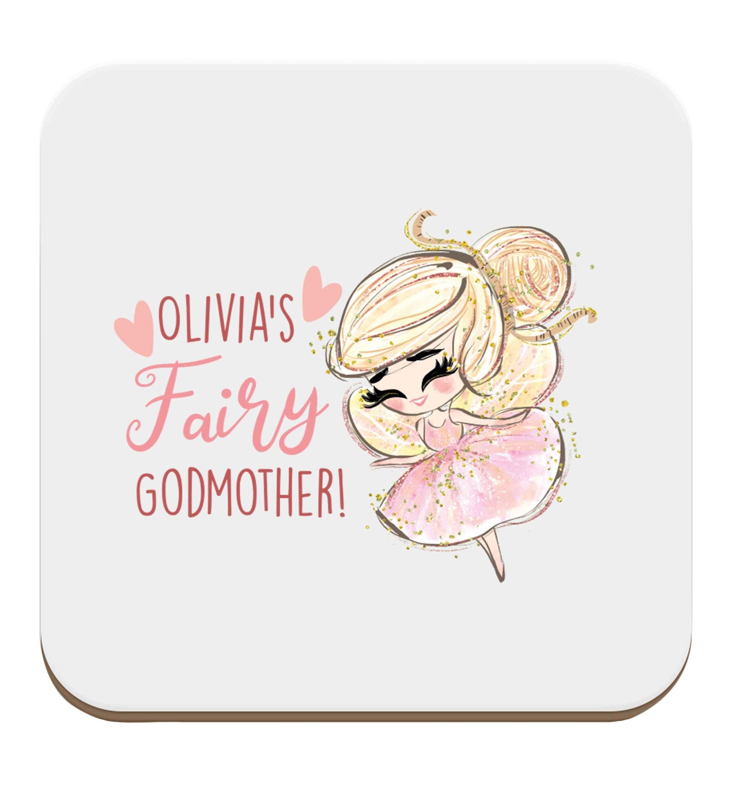 Personalised fairy Godmother - blonde hair set of four coasters