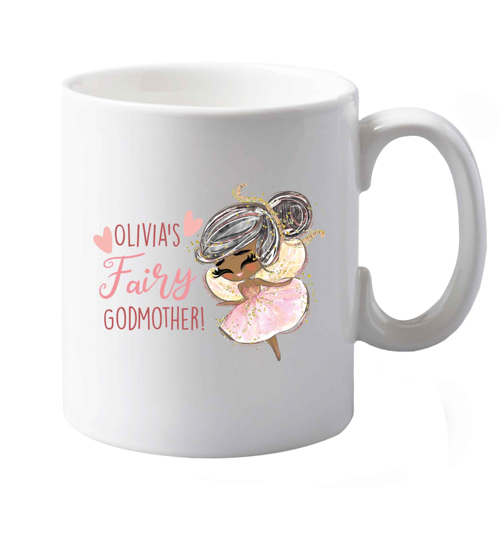 10 oz Personalised fairy Godmother - black hair  ceramic mug both sides