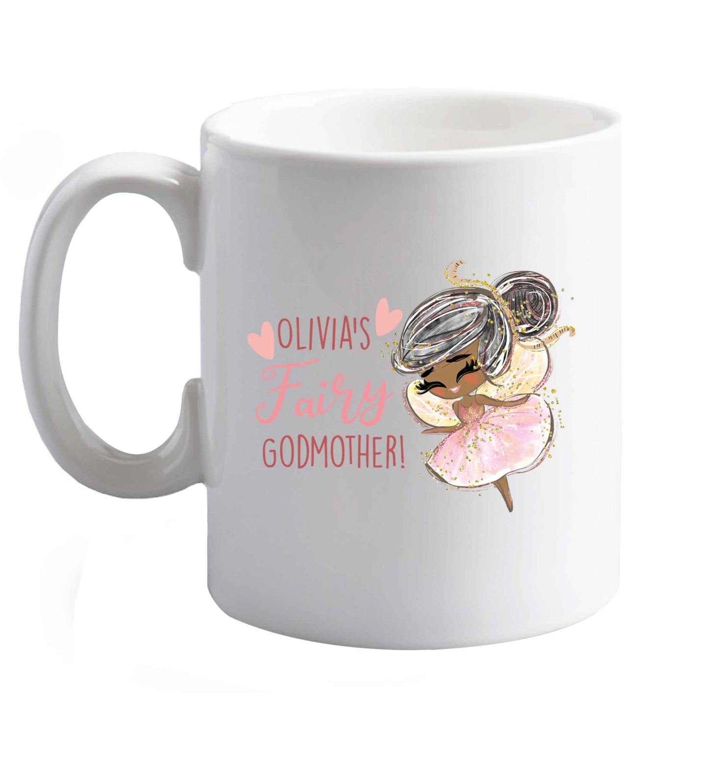 10 oz Personalised fairy Godmother - black hair  ceramic mug right handed