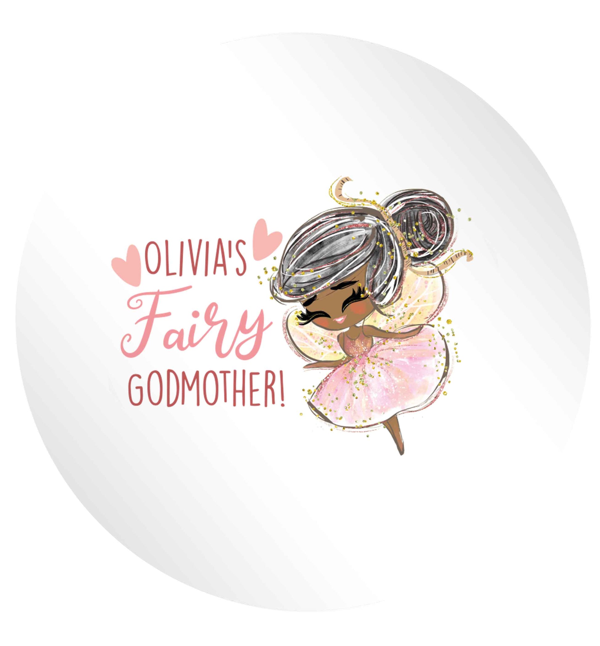 Personalised fairy Godmother - black hair 24 @ 45mm matt circle stickers