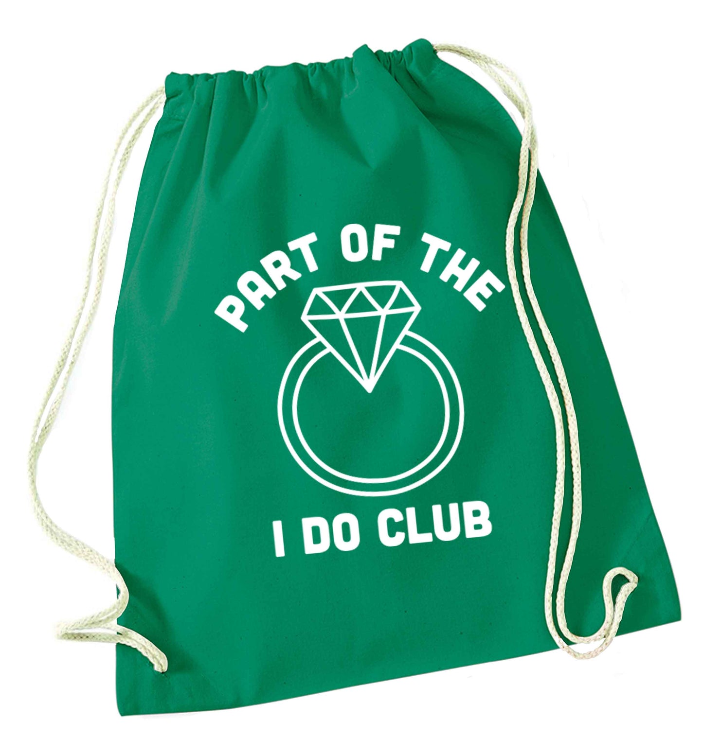 Part of the I do club green drawstring bag