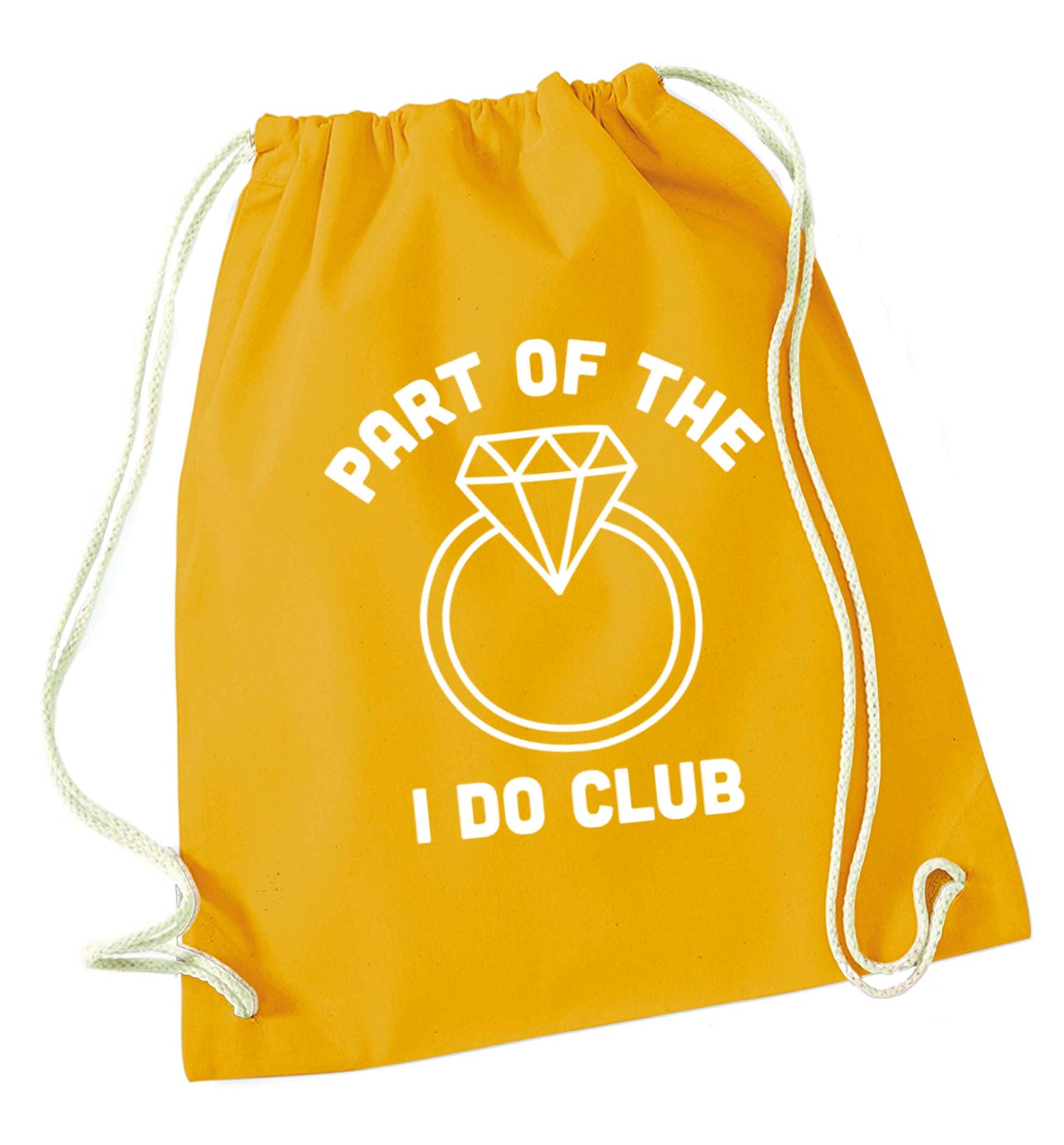 Part of the I do club mustard drawstring bag