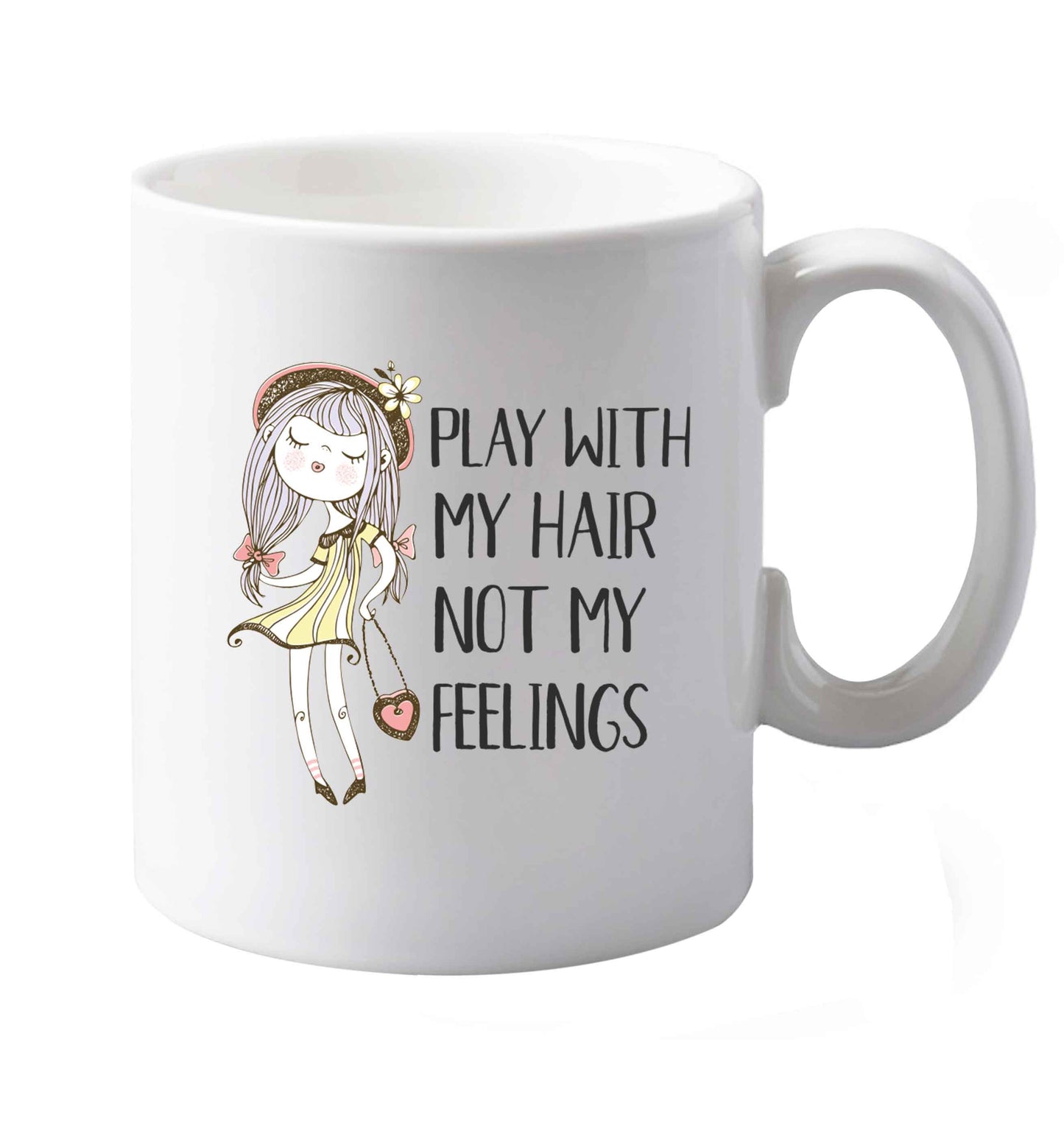 10 oz Play with my hair not my feelings illustration  ceramic mug both sides