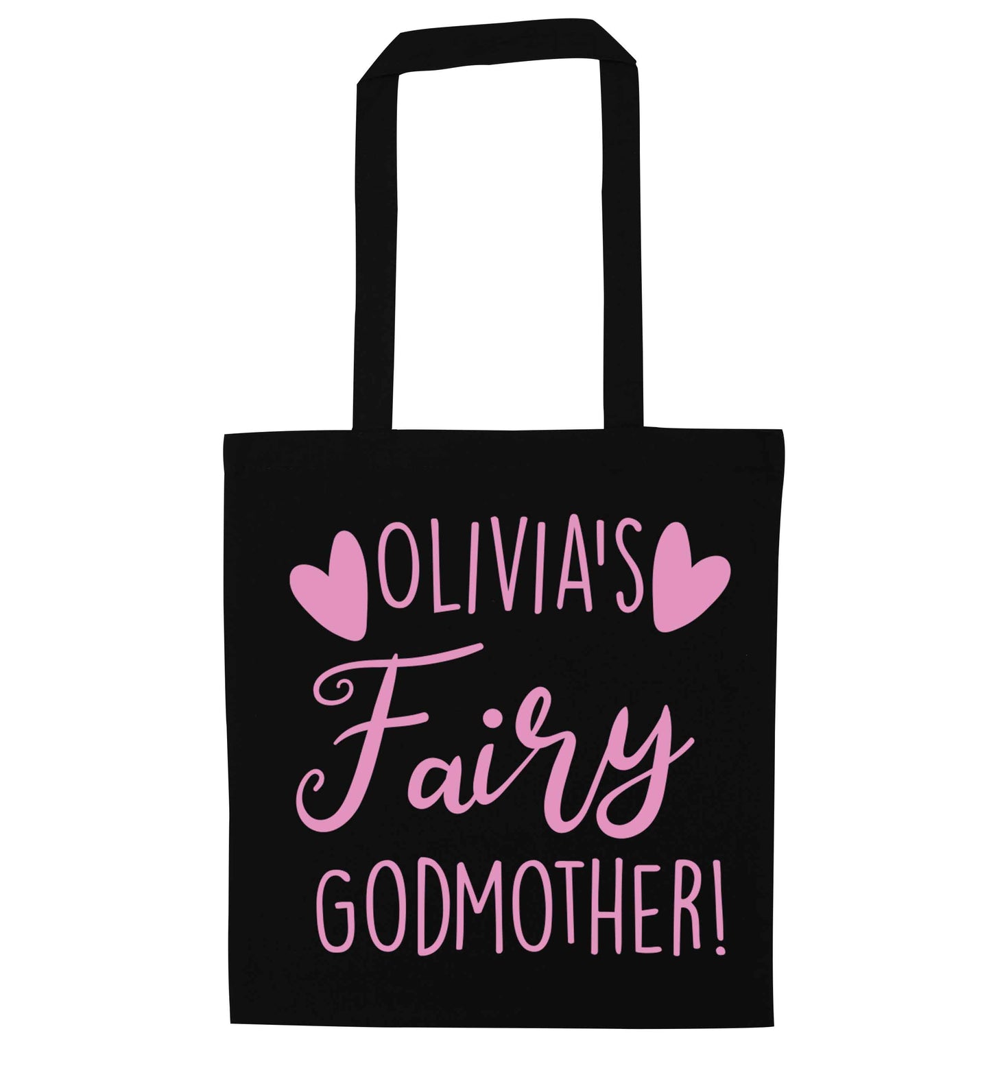 Personalised fairy Godmother black tote bag