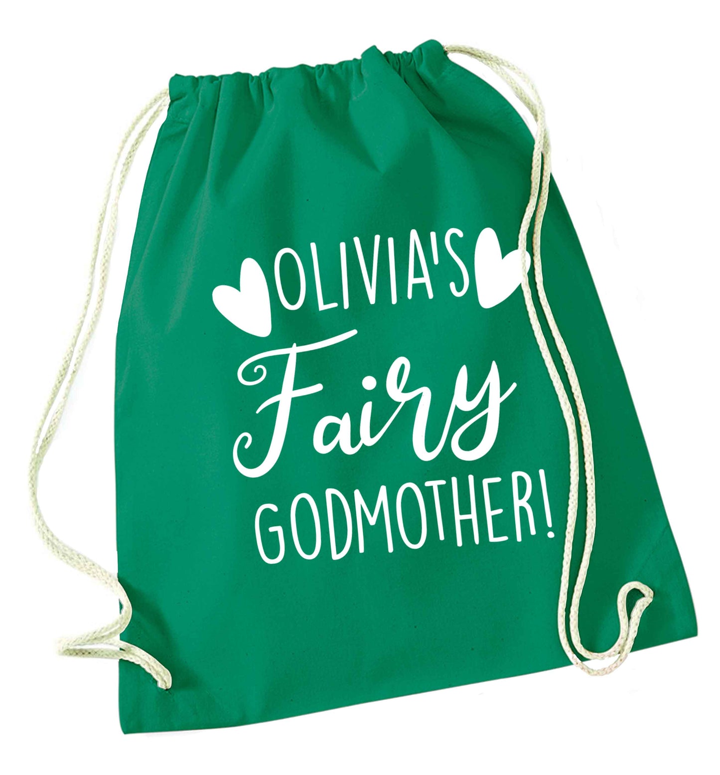Personalised fairy Godmother green drawstring bag