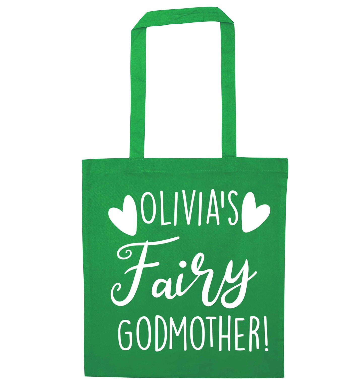 Personalised fairy Godmother green tote bag