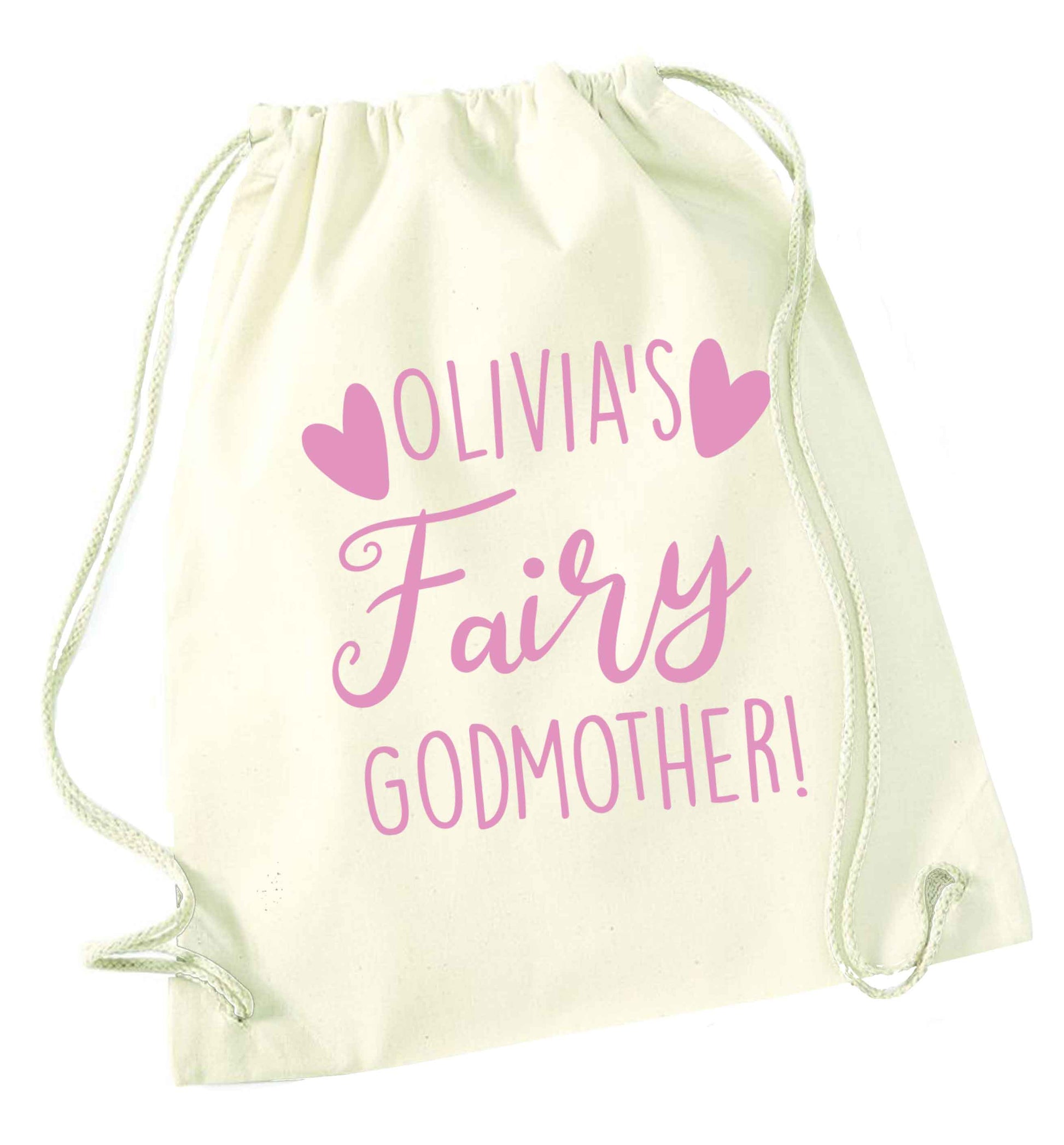 Personalised fairy Godmother natural drawstring bag