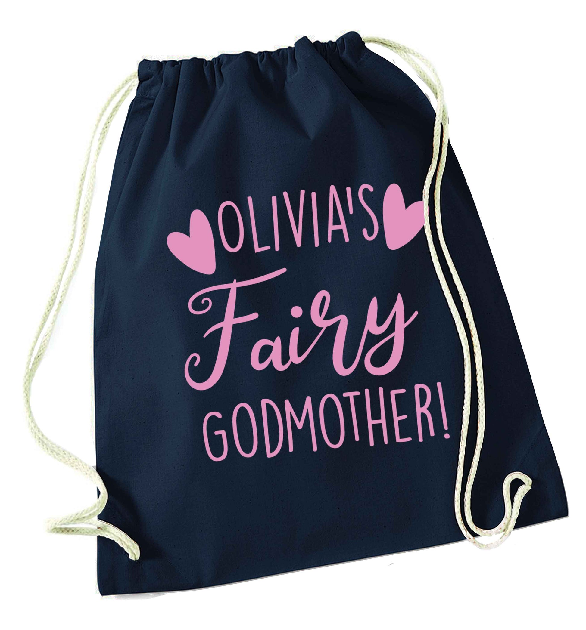 Personalised fairy Godmother navy drawstring bag