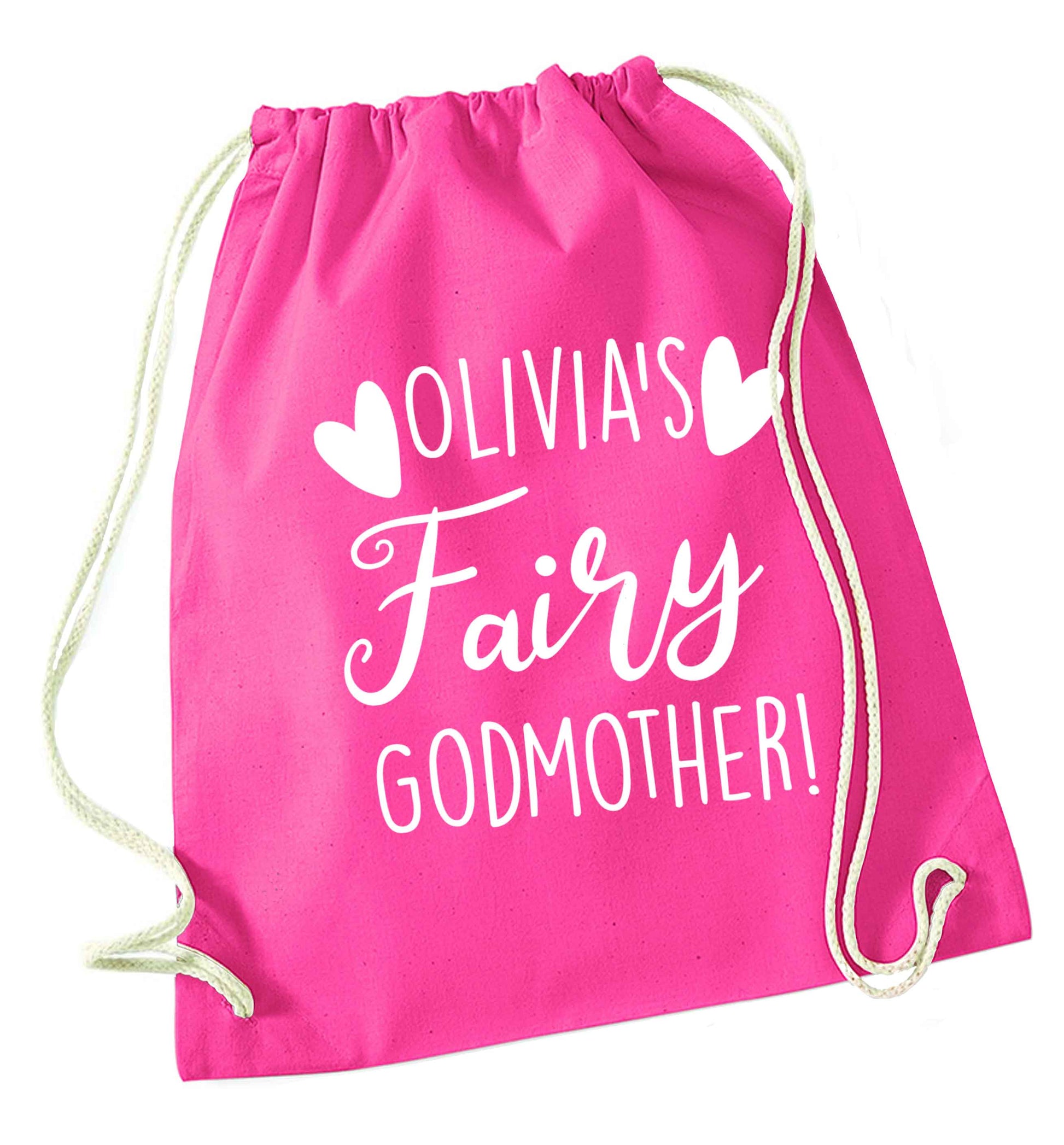Personalised fairy Godmother pink drawstring bag