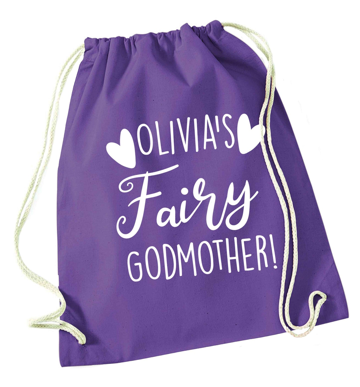 Personalised fairy Godmother purple drawstring bag