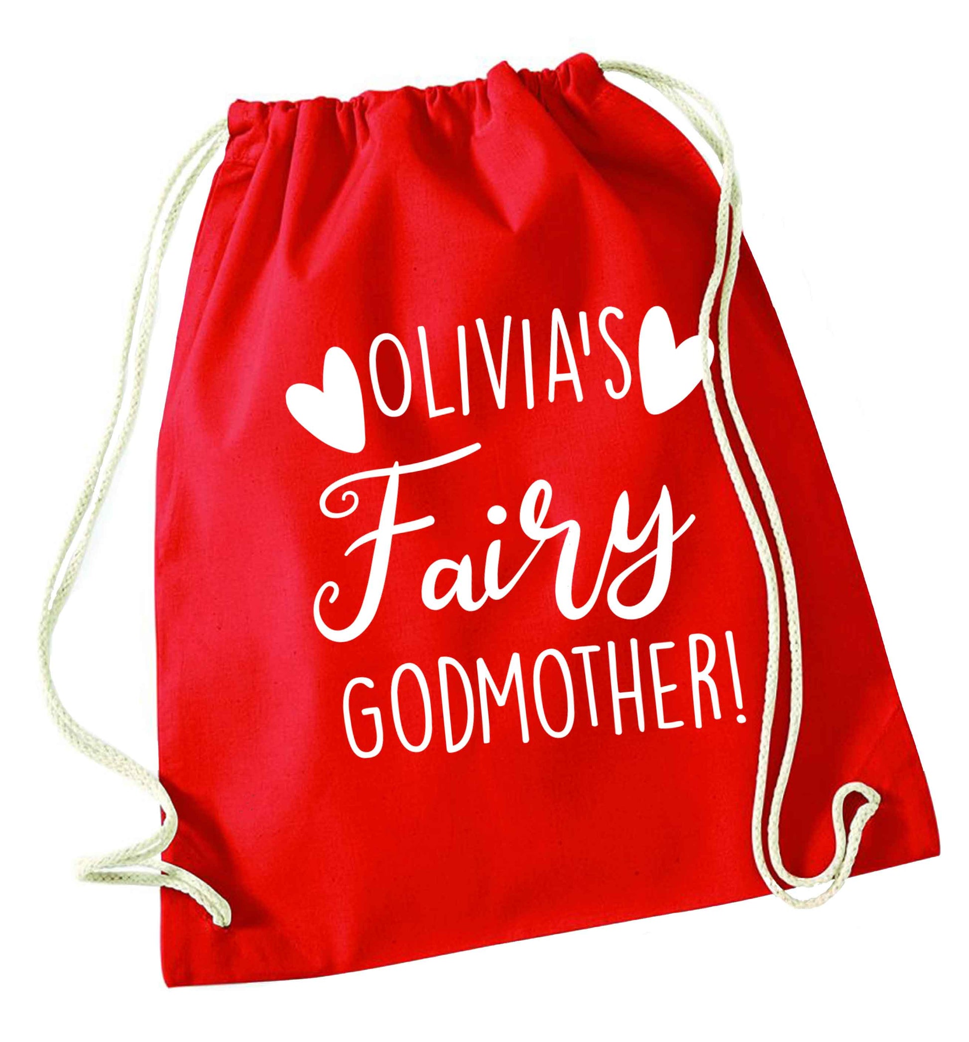 Personalised fairy Godmother red drawstring bag 