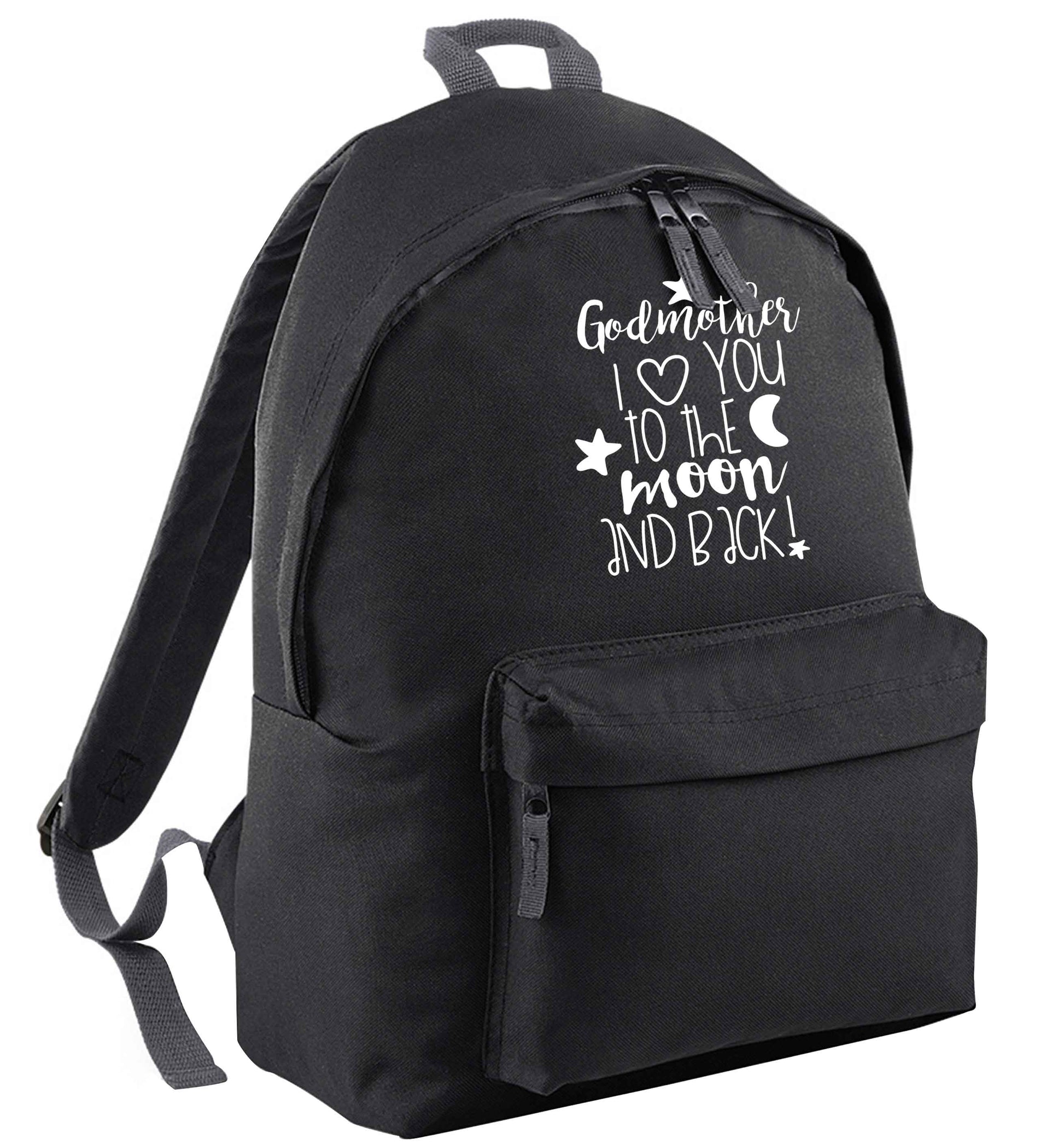 Godmother I love you to the moon and back black adults backpack
